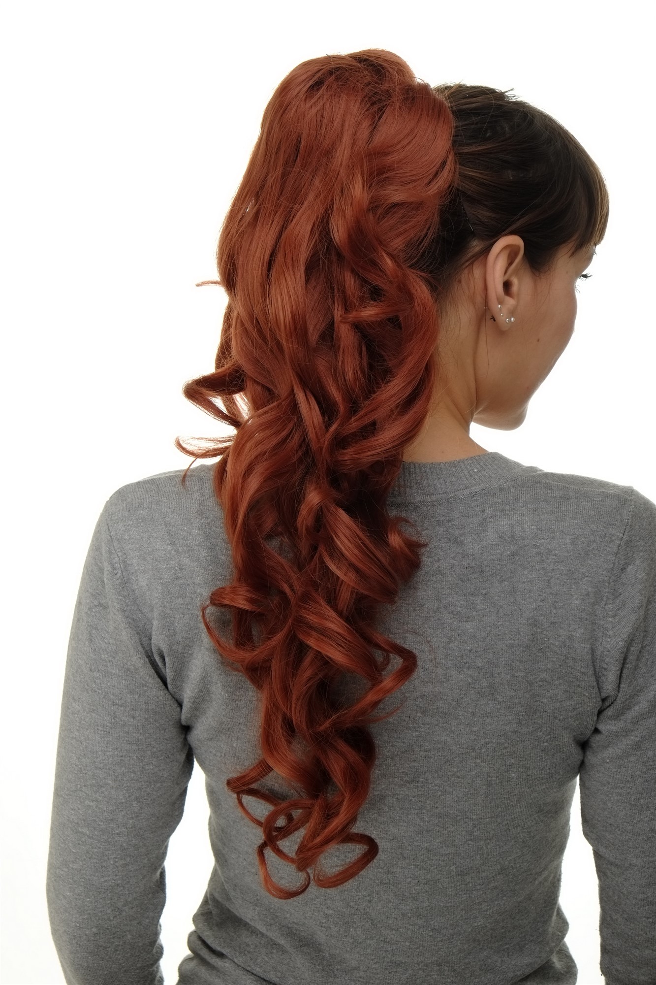 Ponytail clamp combs draw string curled voluminous long dark copper red WK08, view 4, WIG ME UP: Your Perücken Online Shop Ponytails, copper, curled, long