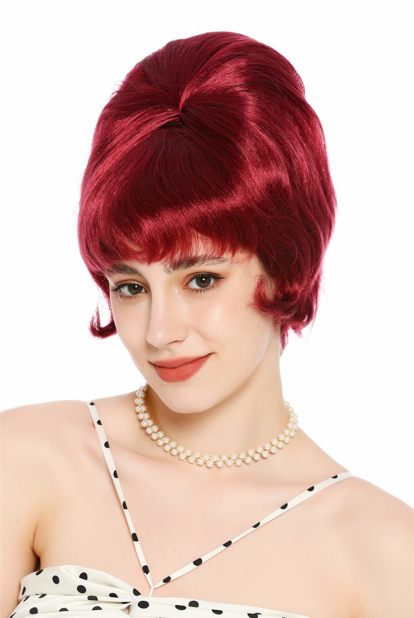 Perücke Damen Retro Vintage 50er 60er Beehive hochtoupiert Violett-Rot DW3436-39