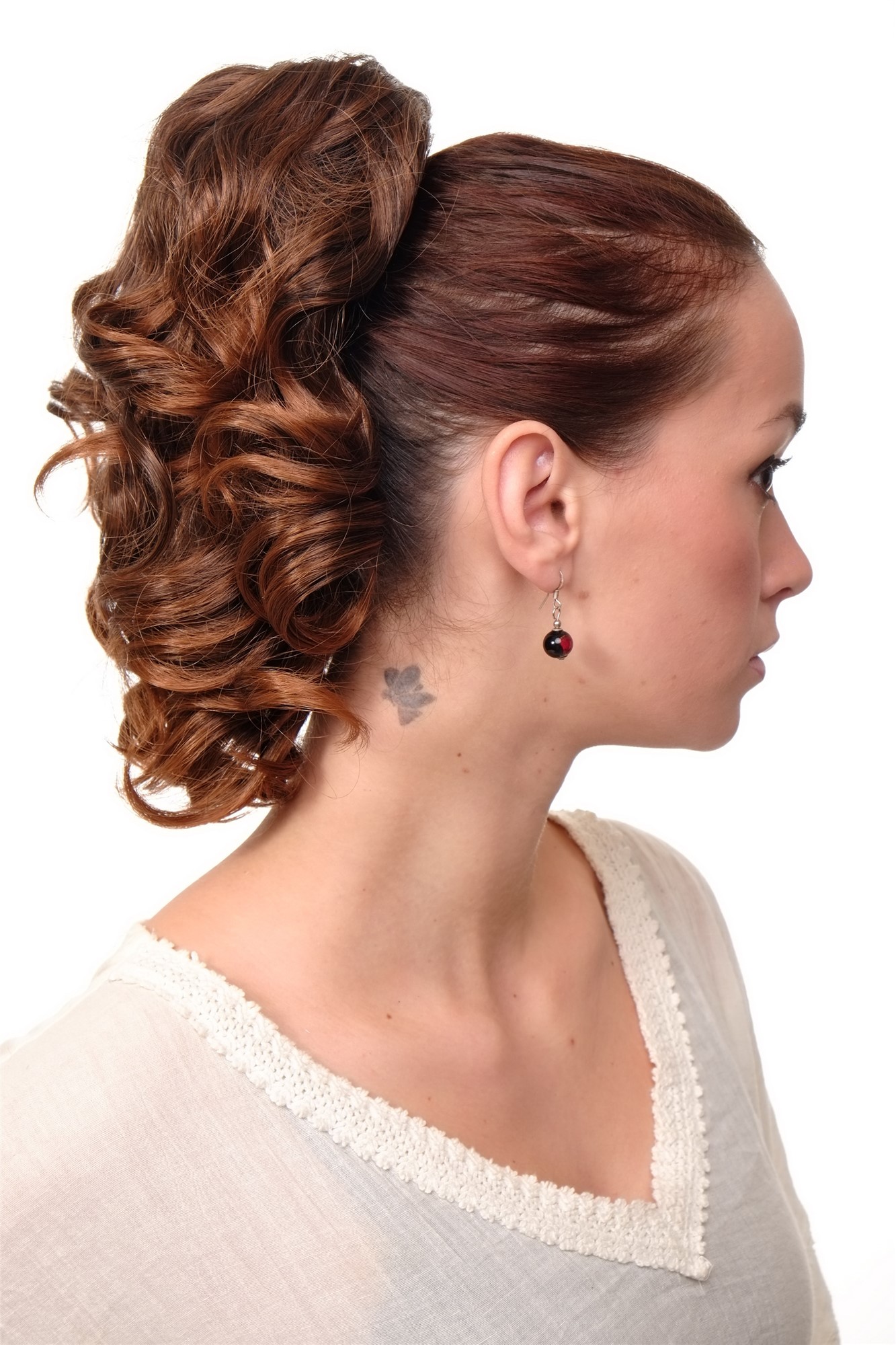 Ponytails, brown mix, wavy, shoulder-length