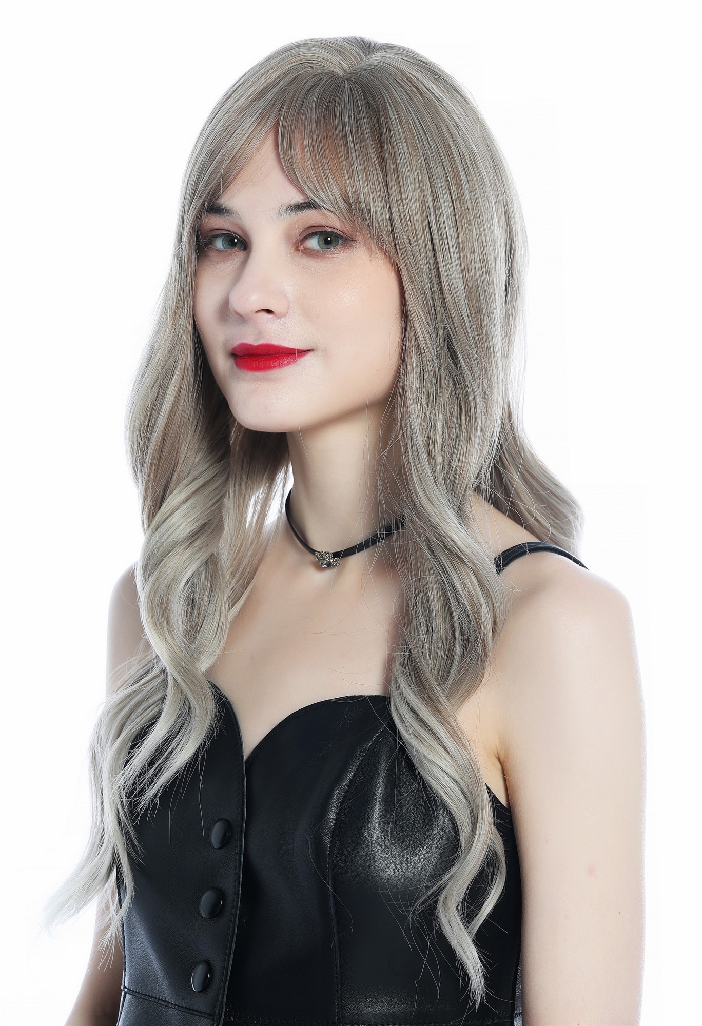 hochwertige Qualitätsperücken, Perücke sehr lang wellig Balayage Mittelblond platinblonde Strähnen LC272N-10T85/88A, Ansicht 5, WIG ME UP: Ihr Perücken Online Shop wellige Tressen-Perücke mit Kopfhaut-Imitat Mittelblond mit Platinblonde Strähnen lange Haare für Damen
