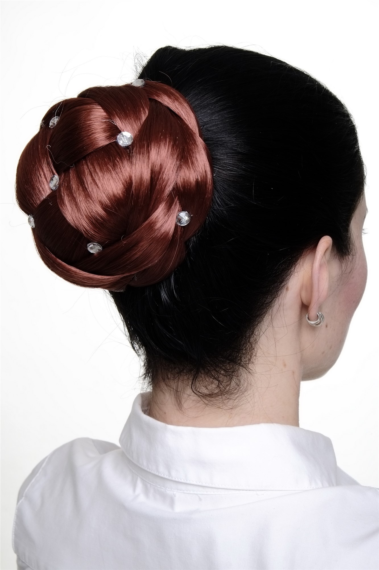 Dutt geflochten Strass Rot JL-SZ01-350, Ansicht 4, WIG ME UP: Ihr Perücken Online Shop geflochtener Dutt Haarteil Rot