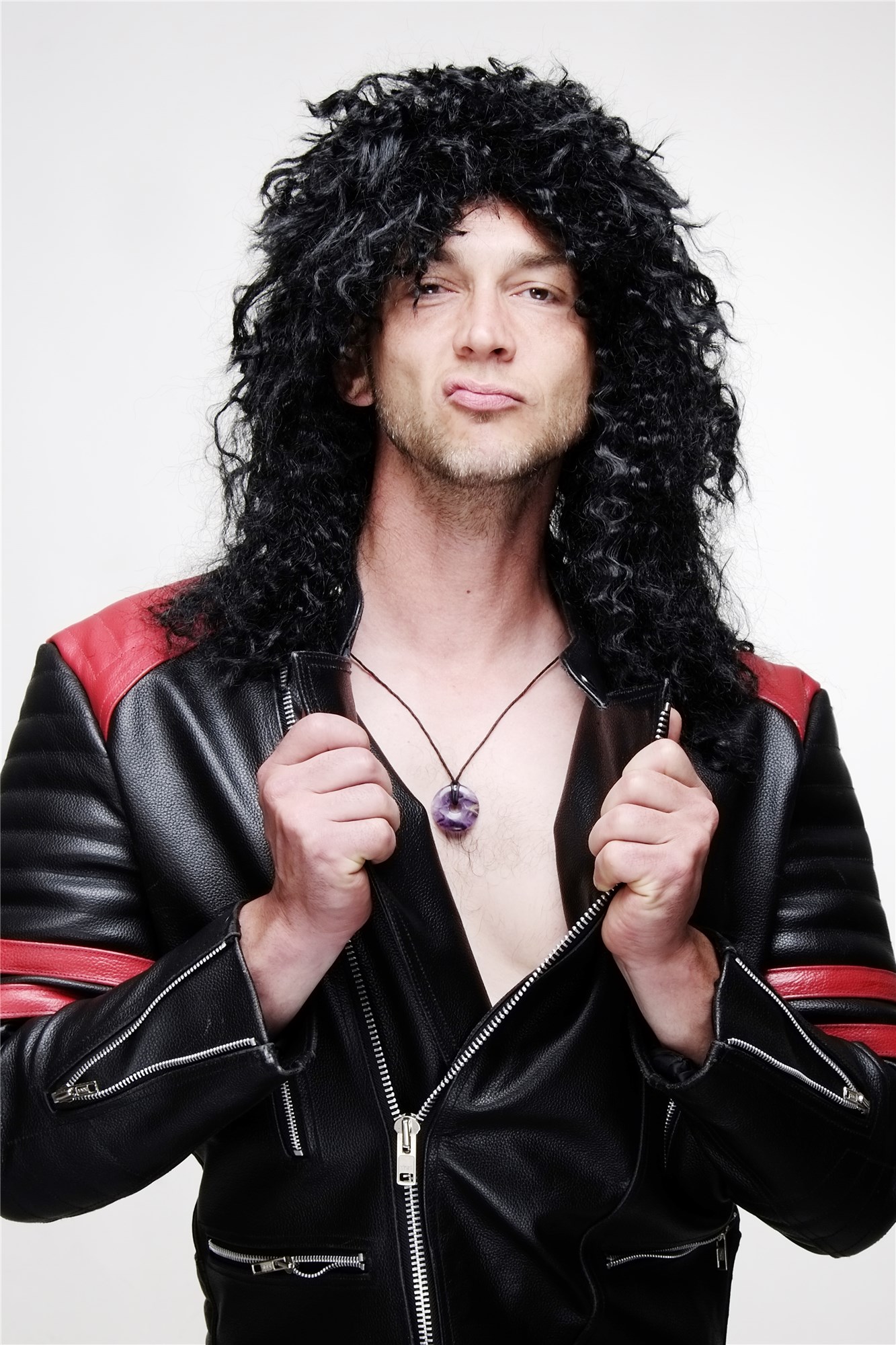 Party/Fancy Dress WIG men women unisex HARDROCK HEAVY NWOBHM Hair Metal MULLET long black curly, view 2, WIG ME UP: Your Perücken Online Shop Party Wig, Unisex, Black, curled, long