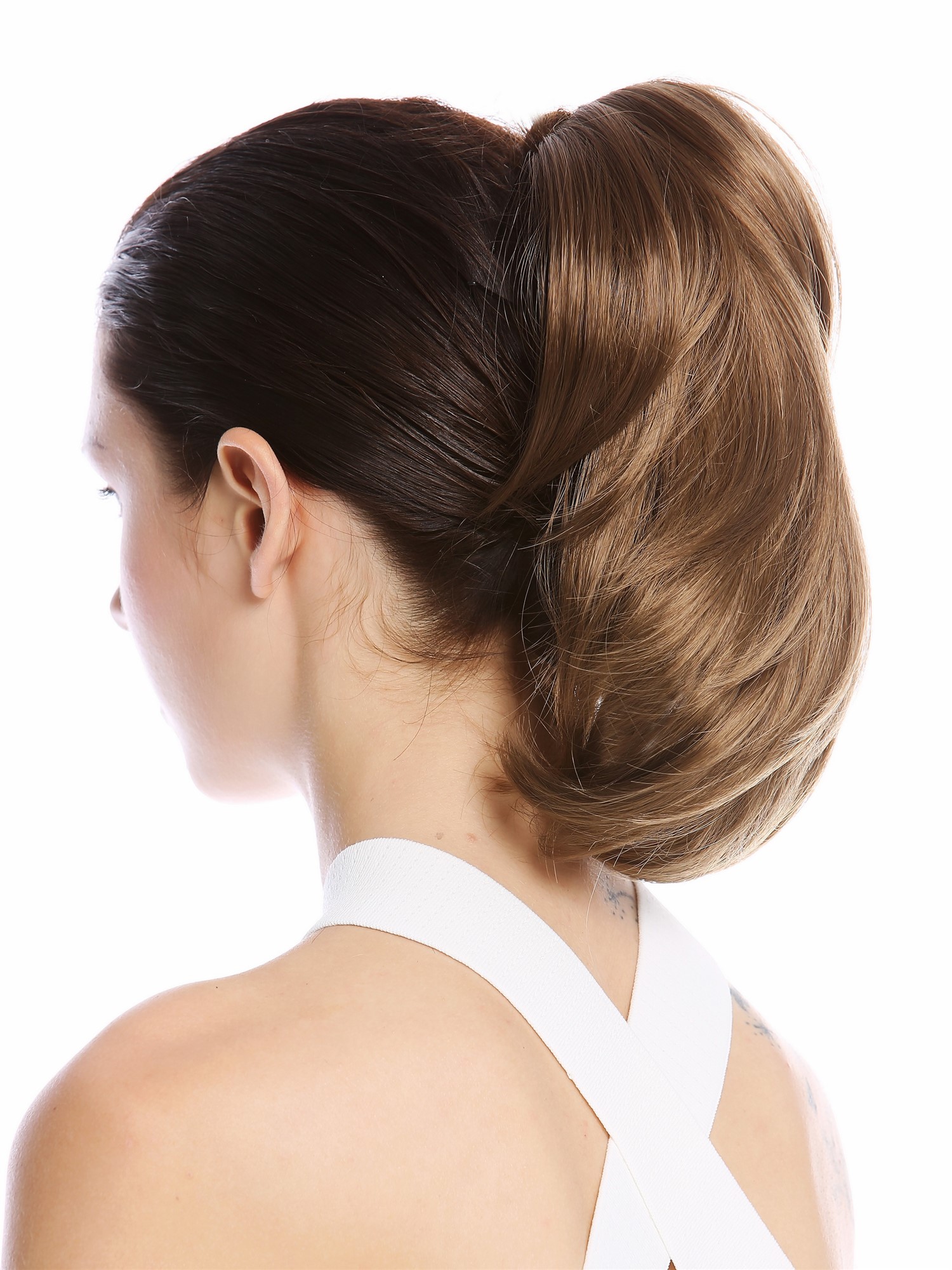 Ponytail Combs Clamp short straight slighty wavy voluminous golden brown MKB-29, view 2, WIG ME UP: Your Perücken Online Shop Ponytails, golden brown, curled, short
