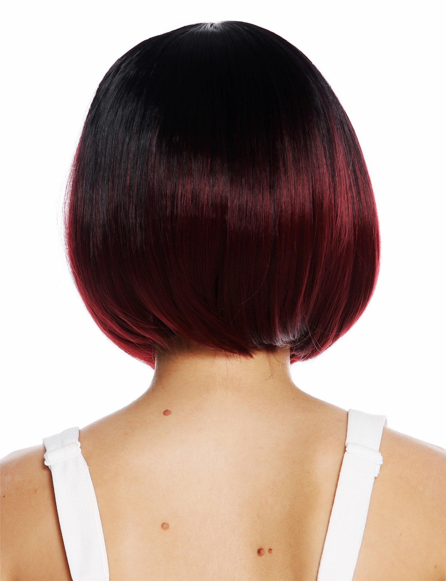 Lady women wig sleek long bob middle parting ombre short black red ZM-1782, view 4, WIG ME UP: Your Perücken Online Shop Quality Wigs, Ladies, red-black mix, straight, short