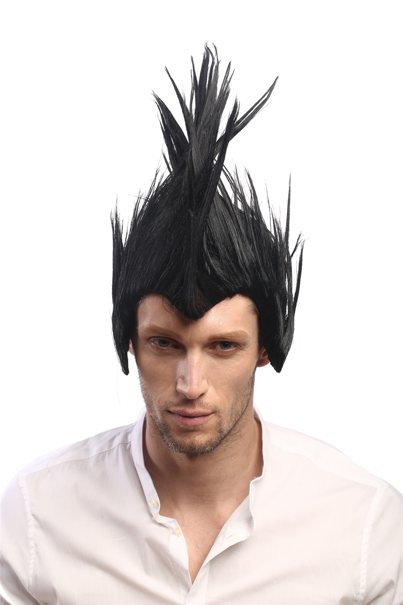 Party Wig Halloween Men Man black spikey Mohawk Punk Rockabilly sideburns 2625, view 4, WIG ME UP: Your Perücken Online Shop Party Wig, Men, Black, straight, shoulder-length