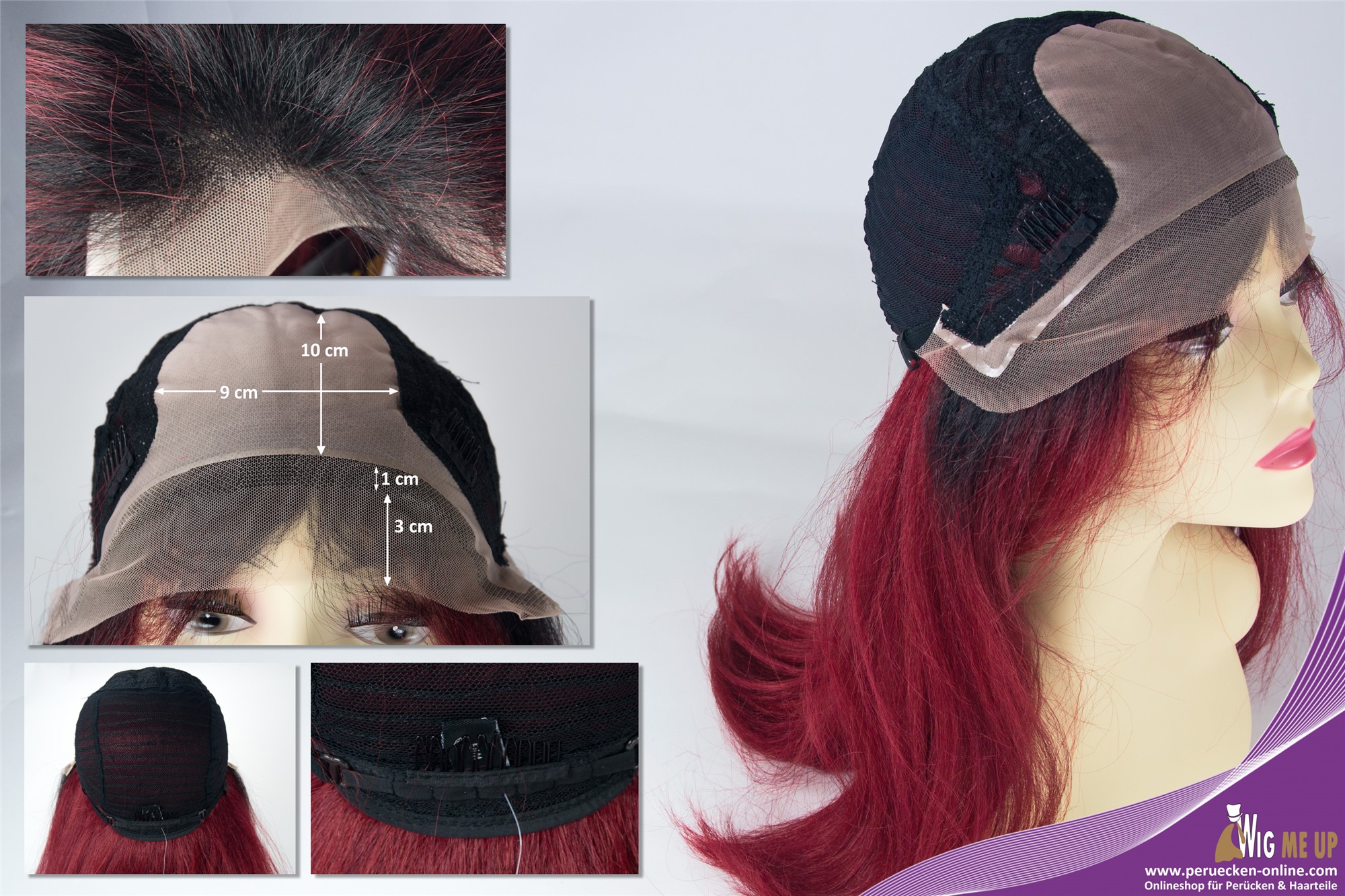 Quality Wigs, Ladies, garnet red-velvet black mix, straight, long