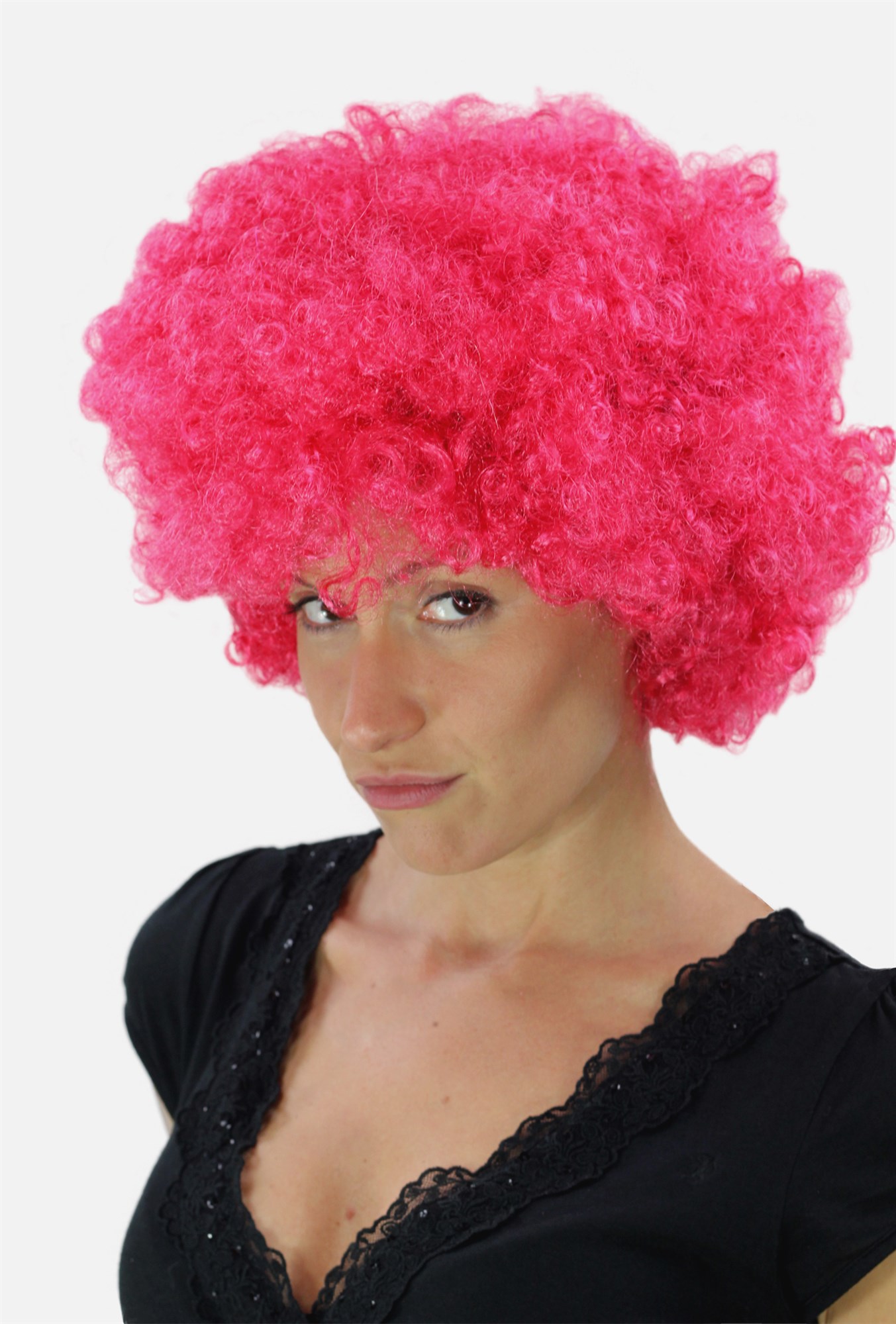 Party Wig, Unisex, Pink, curled, short