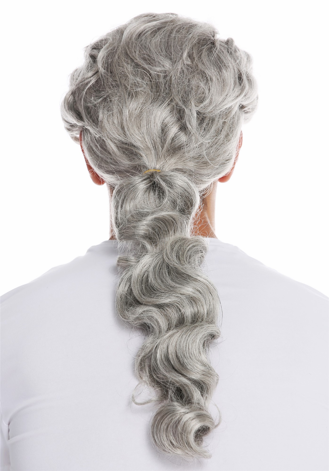 Quality Wigs, Men, silver gray with a small amount of black, wavy, long