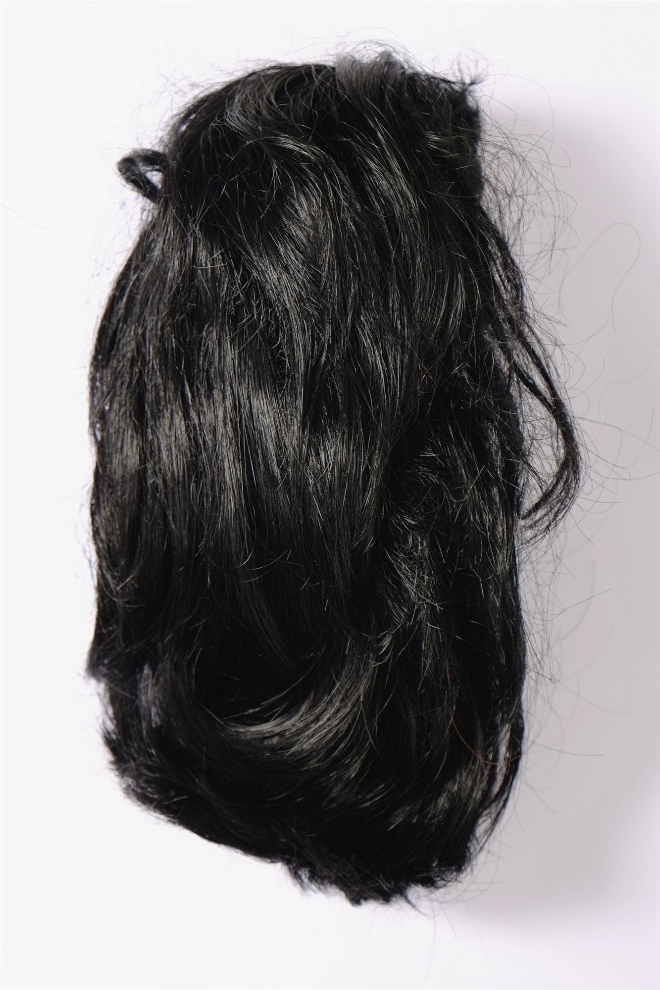 hochwertiges Haarteil Schwarz kurz wild Befestigung mit Butterfly-Klammer Modell: T6545, Ansicht 5, WIG ME UP: Ihr Perücken Online Shop glattes Zopf-Haarteil Schwarz 20 cm lang