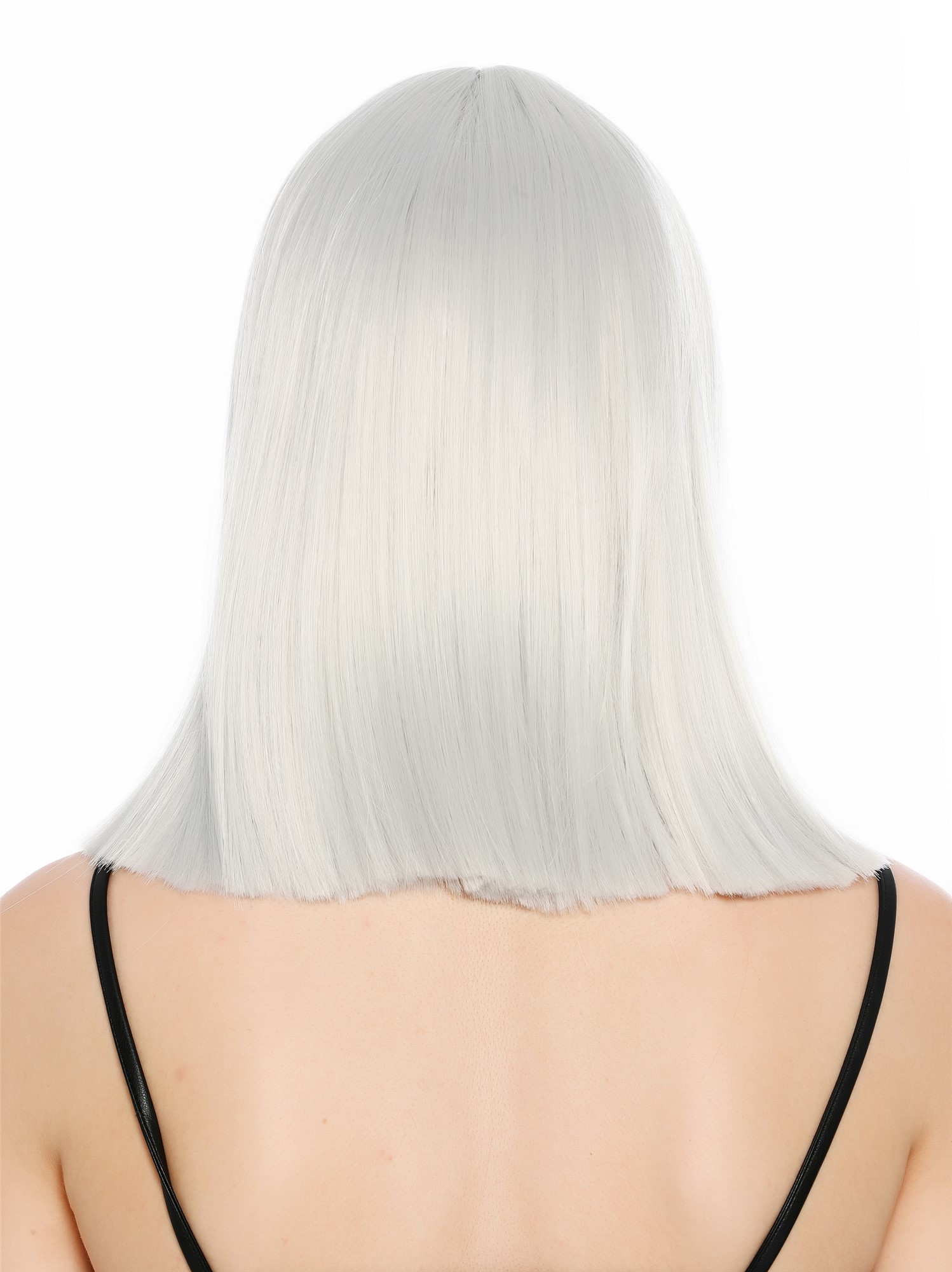 Damenperücke schulterlang blunt cut glatt breiter Pony Disco Grau Hellgrau SZL1498-DHTSilvergrey