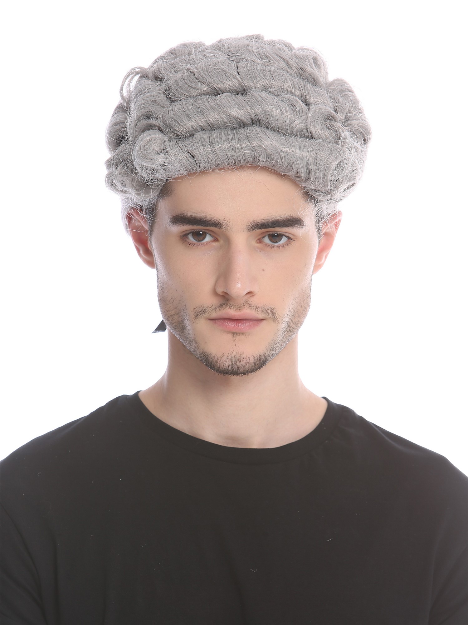 Party wig men baroque Lord Judge Poet Noble dark grey gray curls ponytail DH1126, view 3, WIG ME UP: Your Perücken Online Shop Party Wig, Men, Grey, curled, shoulder-length