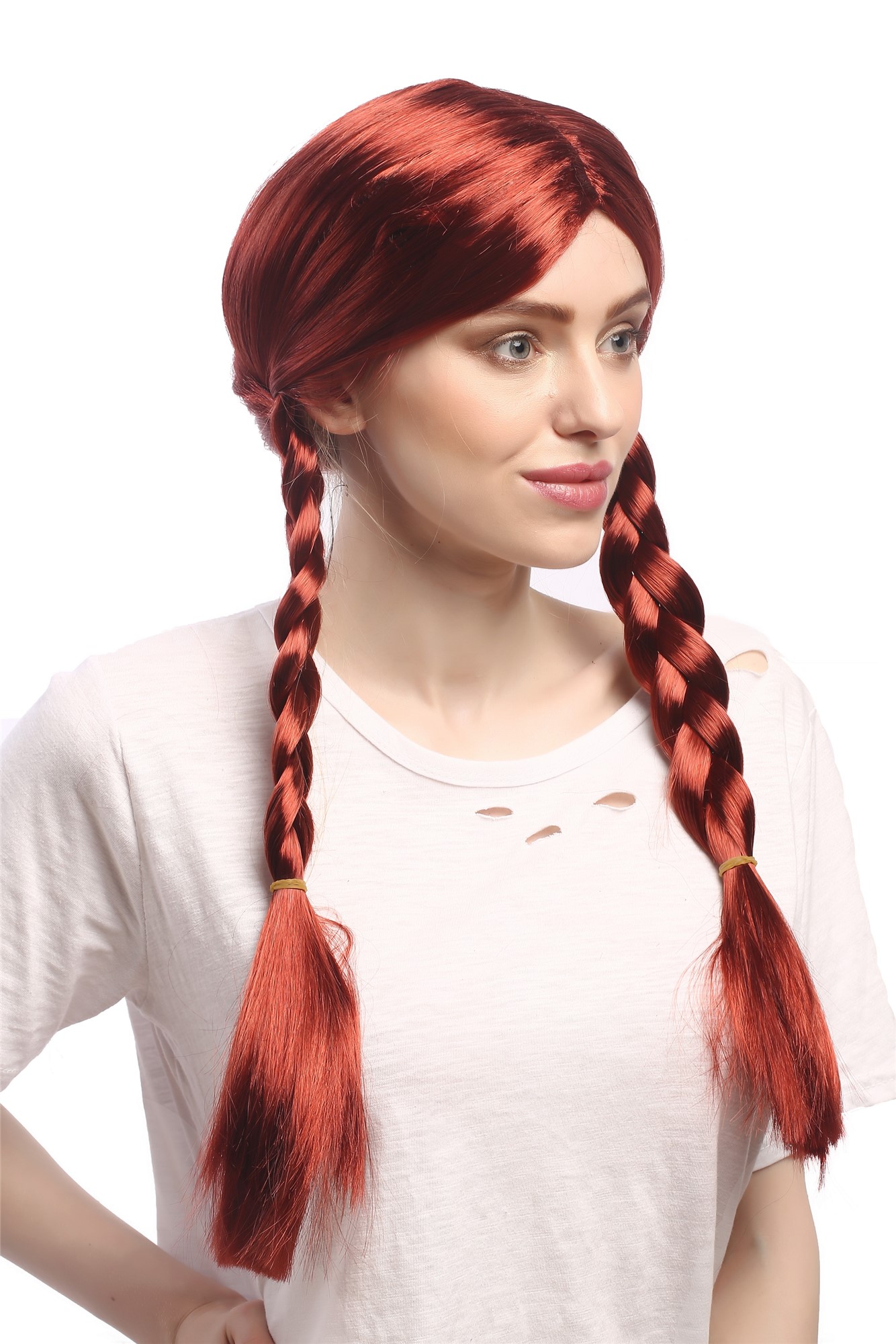 Party Wig, Ladies, Red, Braided, long