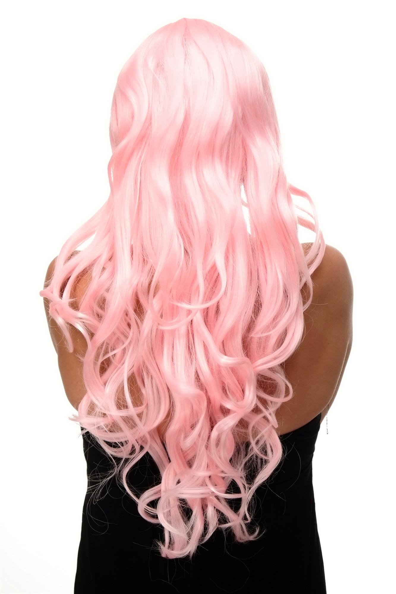 hochwertige Qualitätsperücken, Perücke lang wallendes Haar wellig leicht lockig Hellrosa Rosa 9204S-T2333, Ansicht 4, WIG ME UP: Ihr Perücken Online Shop lockige Tressen-Perücke mit Kopfhaut-Imitat Hellrosa lange Haare für Damen