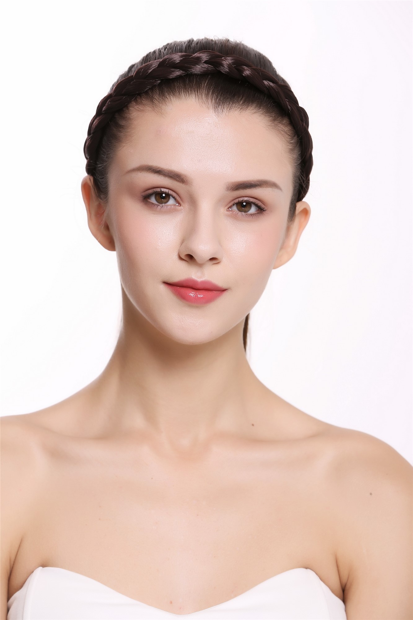 Haarband geflochten 2 cm breit Braun CXT-007-006, Ansicht 2, WIG ME UP: Ihr Perücken Online Shop Haarreifen geflochten Braun 42 cm