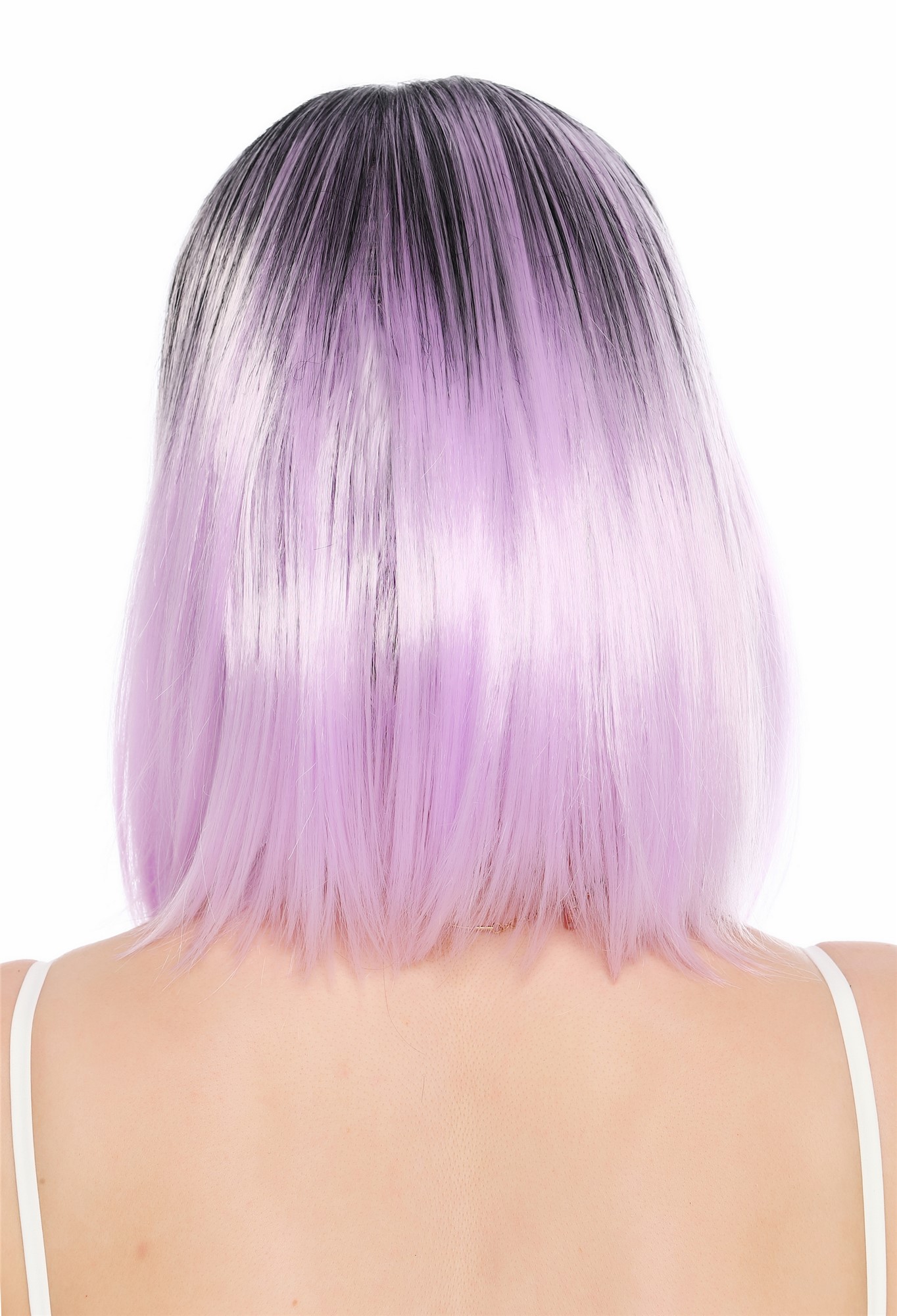 Perücke Damen Mittelscheitel schulterlang glatt Ombre Schwarz helles Violett GFW3977-1TTF2403A