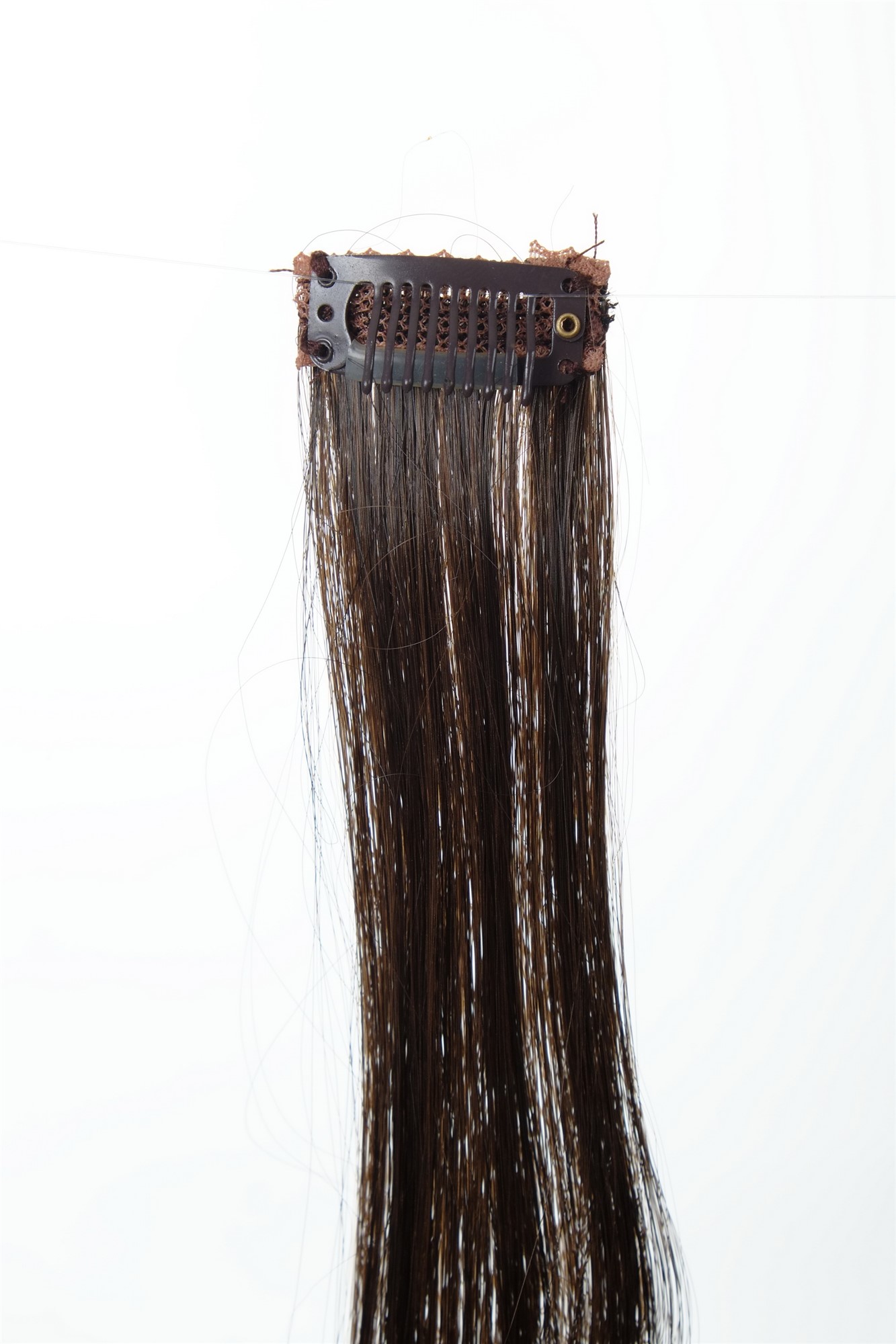 glatte Extensions Dunkelbraun-Goldbraun-Mix 45 cm lang