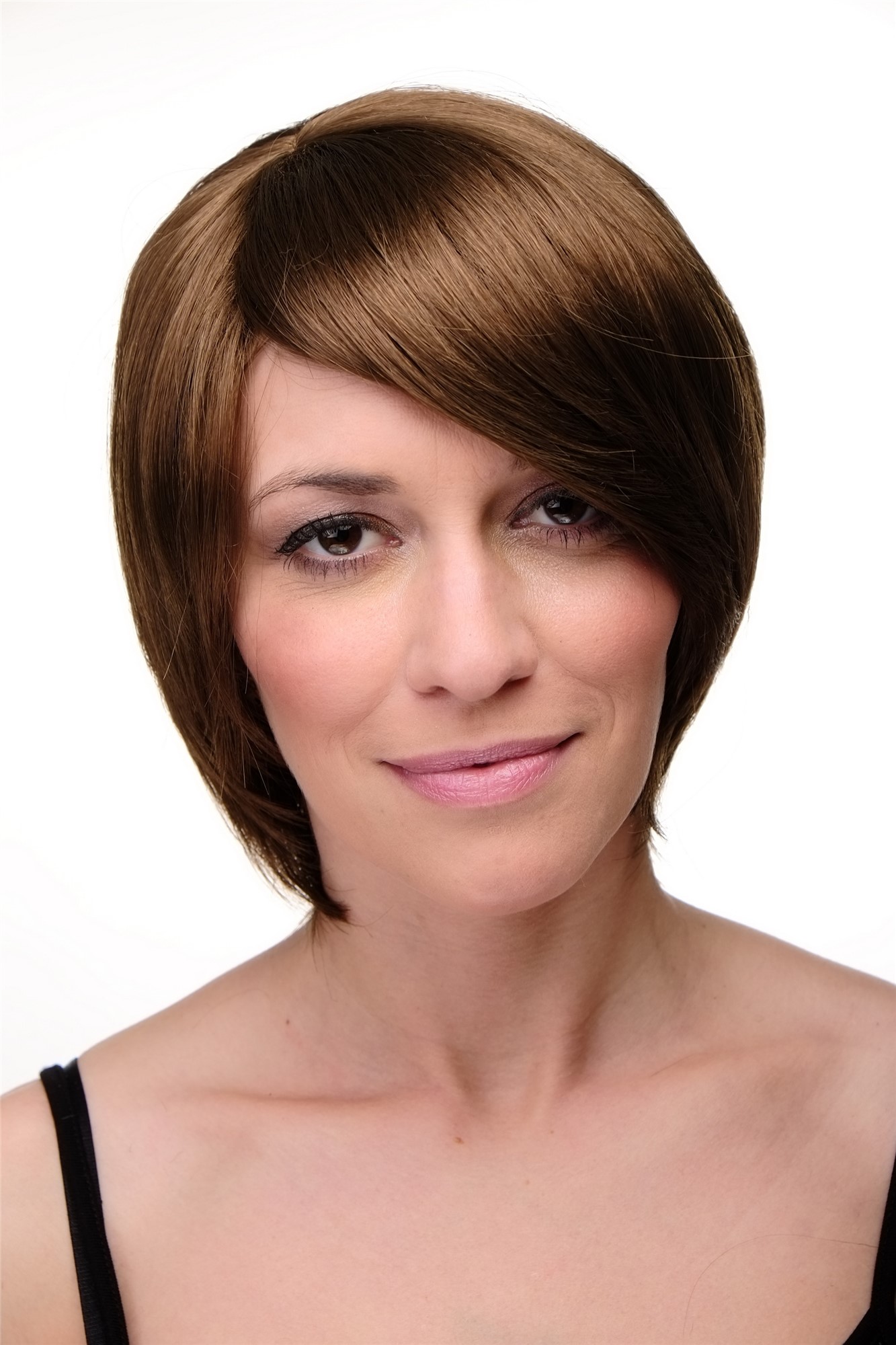 Lady women wig short long bob page long fringe parted to side medium brown 6082, view 2, WIG ME UP: Your Perücken Online Shop Quality Wigs, Ladies, medium golden brown, straight, short