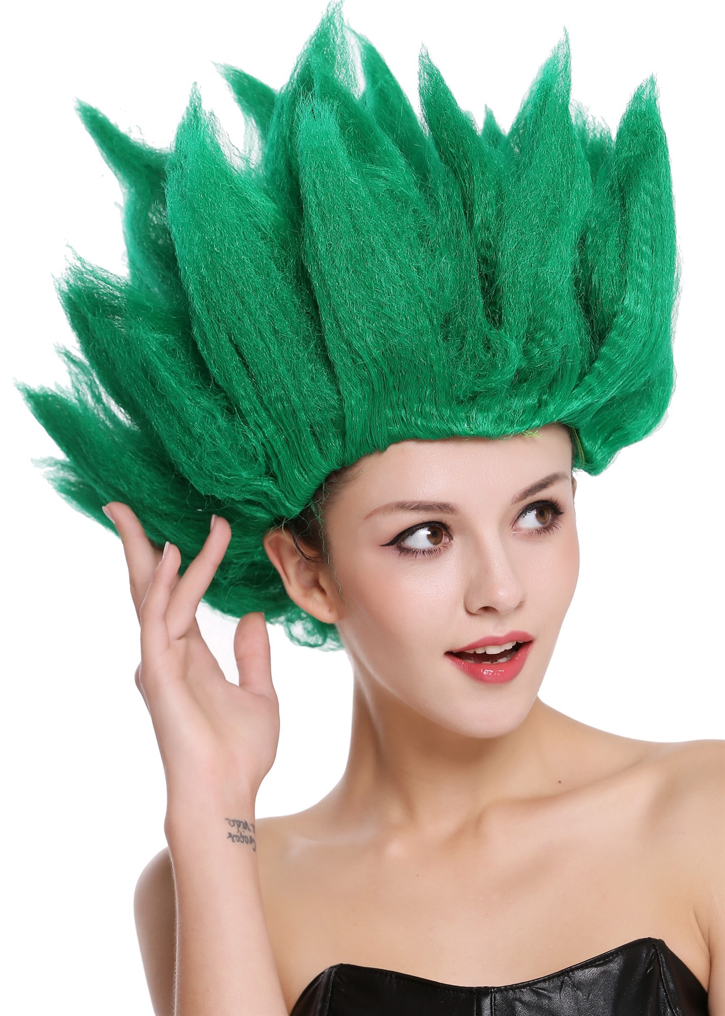 Party Wig, Unisex, Green, wavy, short