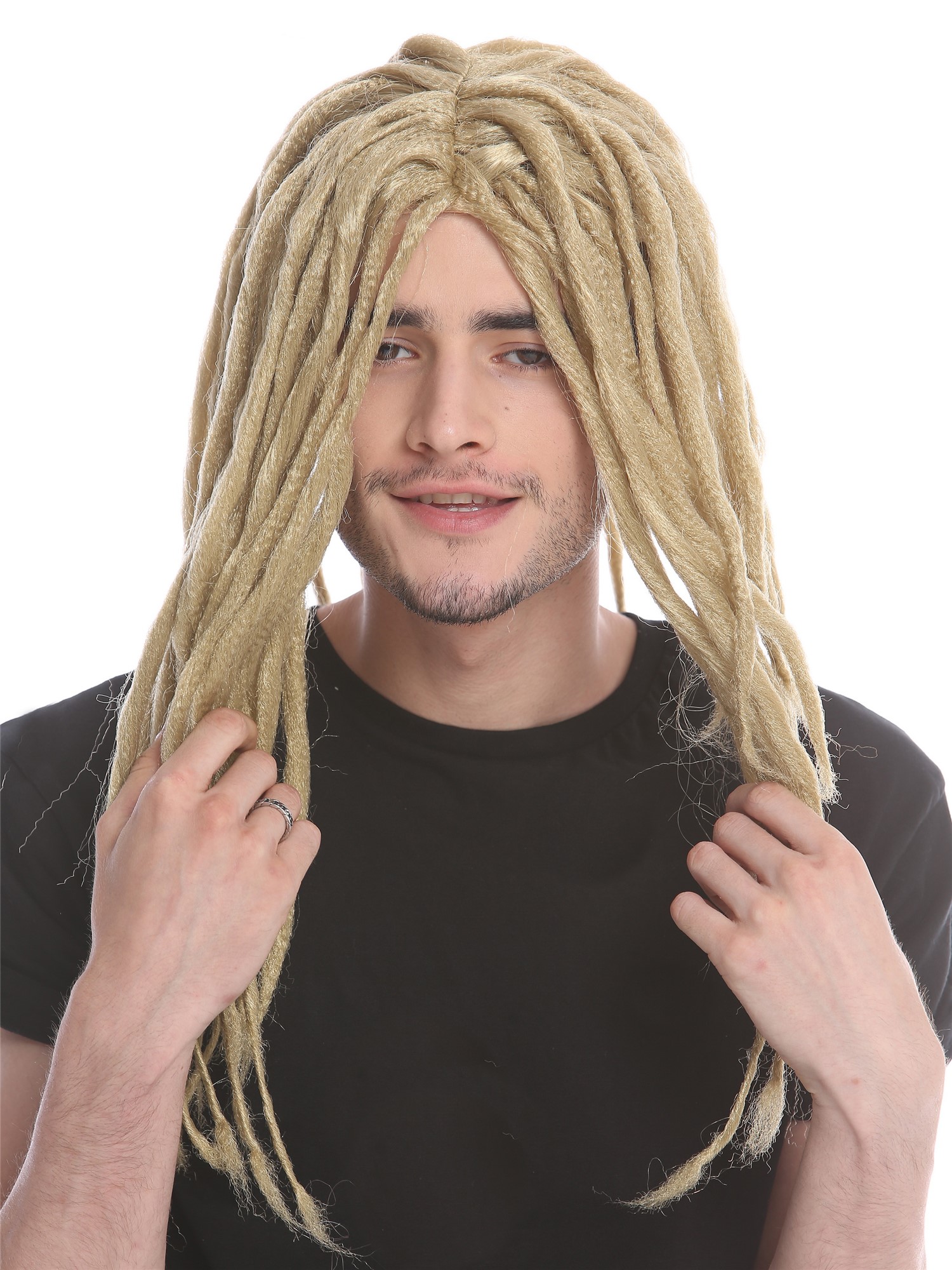 günstige Party Perücke, Perücke Dreadlocks Rasta Blond 90674-ZA89, Ansicht 5, WIG ME UP: Ihr Perücken Online Shop lockige Party Perücke Blond schulterlange Haare Unisex
