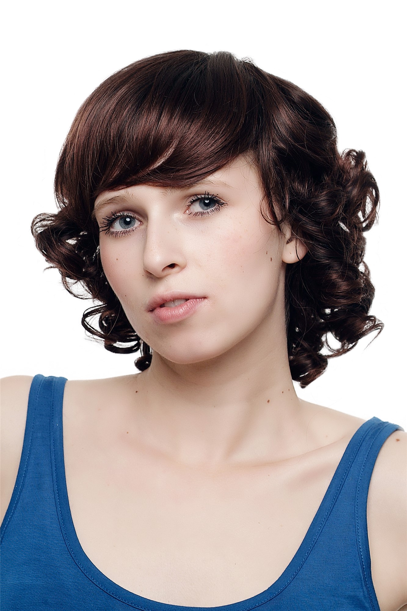 Lady  Wig extravangant postmodern ultra-stylish curl short brown mix mahogany SA031-2T33, front view, WIG ME UP: Your Perücken Online Shop Quality Wigs, Ladies, black-brown-mahogany brown, curled, short