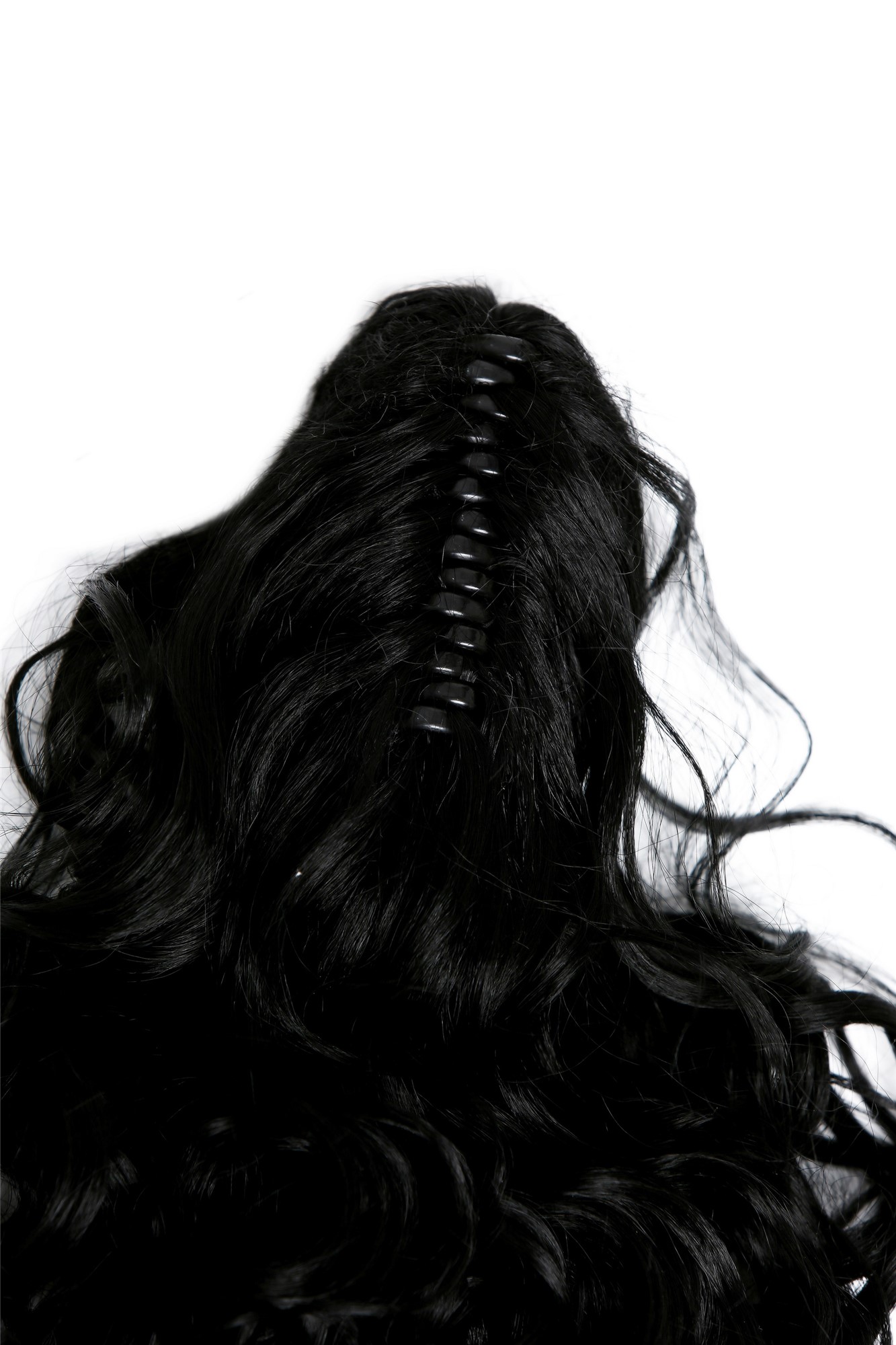 hochwertiger Zopf Pferdeschwanz lockig voluminös lang Schwarz 9563B-1, Ansicht 5, WIG ME UP: Ihr Perücken Online Shop lockiges Zopf-Haarteil Schwarz 55 cm lang