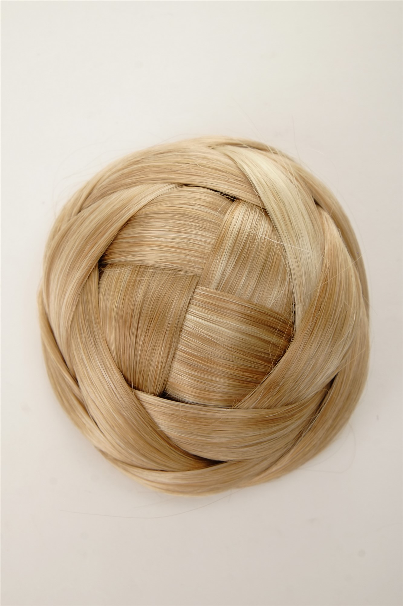 Hair Bun, golden blonde-platinum blonde mix, Braided, short