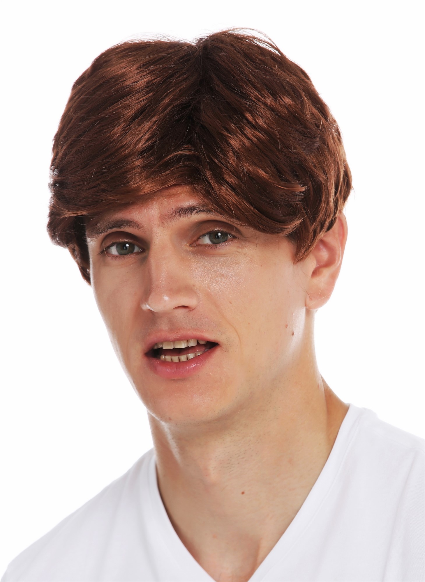 Men's wig Halloween carnival men man short parted brown reddish brown 7061, view 2, WIG ME UP: Your Perücken Online Shop Party Wig, Men, chestnut brown, straight, short