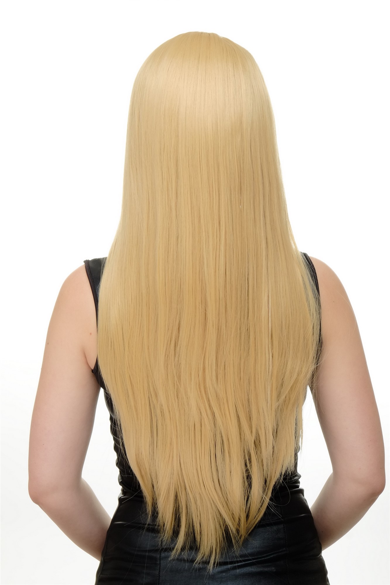 hochwertige Qualitätsperücken, Perücke Damen Cosplay Mittelscheitel Hellblond YZF-7181-86, Ansicht 5, WIG ME UP: Ihr Perücken Online Shop glatte Tressen-Perücke mit Kopfhaut-Imitat Blond sehr lange Haare für Damen