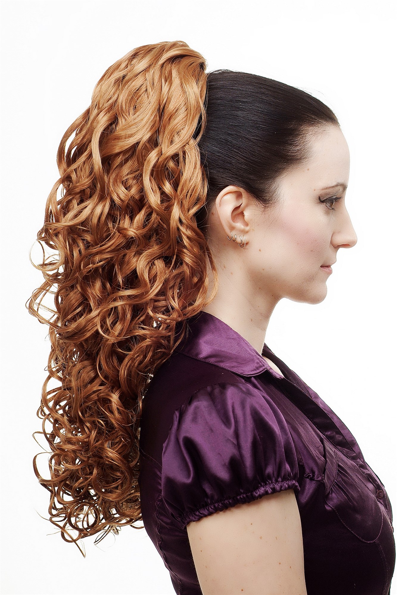 hochwertiges Voluminös wallendes Haarteil lockig und sehr lang Zopf Kupferblond N310-27C, Ansicht 2, WIG ME UP: Ihr Perücken Online Shop lockiges Zopf-Haarteil Kupferblond 60 cm lang