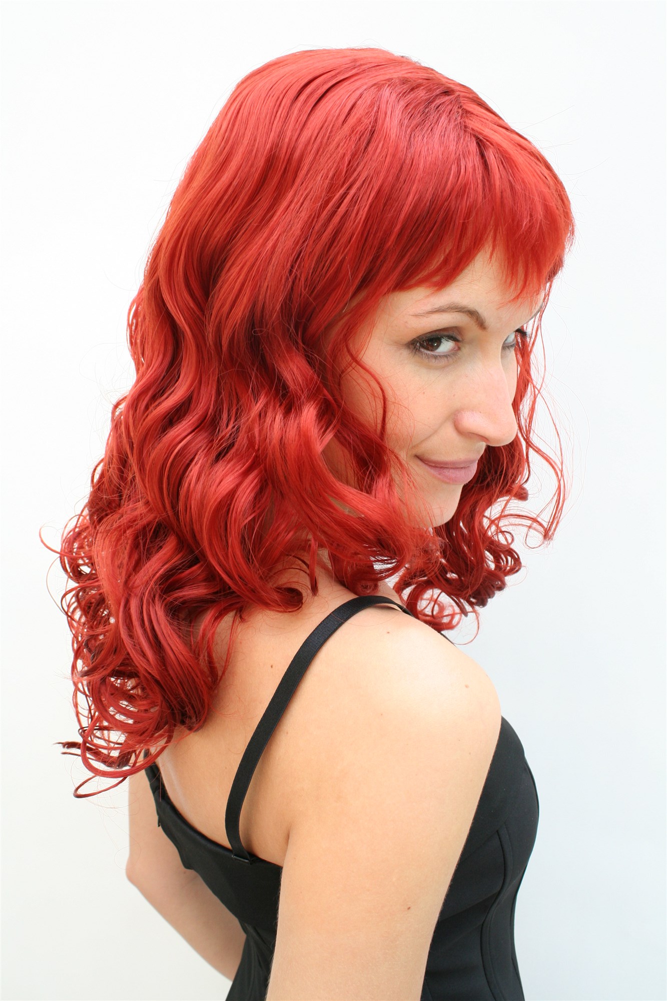 günstige Party Perücke, Perücke ROT Feurig Vamp Diva Party Wig Red, Ansicht 2, WIG ME UP: Ihr Perücken Online Shop lockige Party Perücke verschiedene Farben lange Haare für Damen