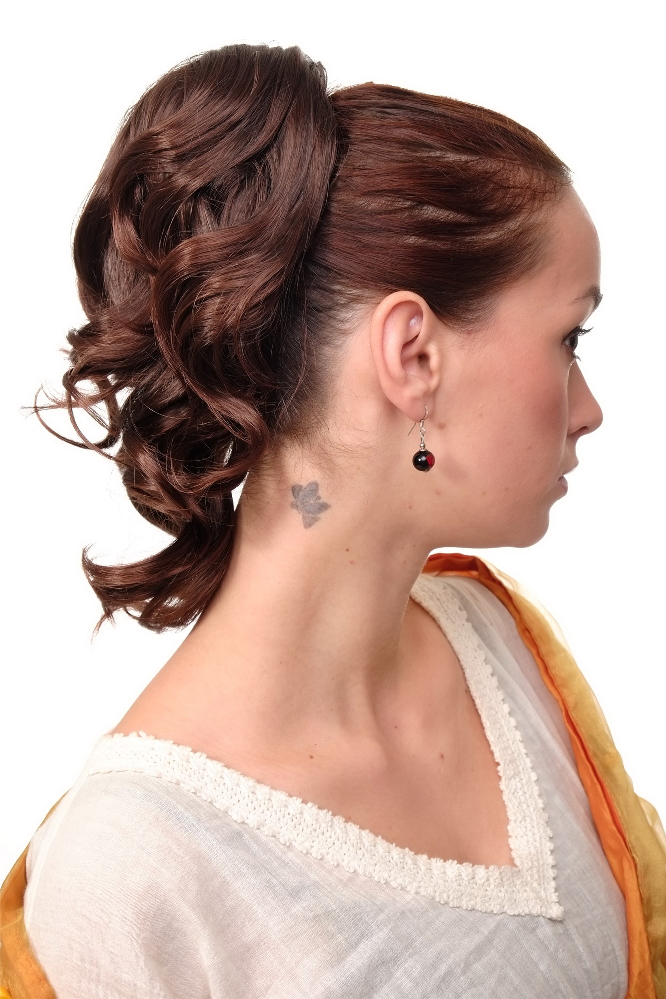 hochwertiges Haarteil gewellt halblang 1 Kamm + Gummizug Kastanie Modell: JL-3023, Ansicht 3, WIG ME UP: Ihr Perücken Online Shop welliges Zopf-Haarteil Kastanie 35 cm lang