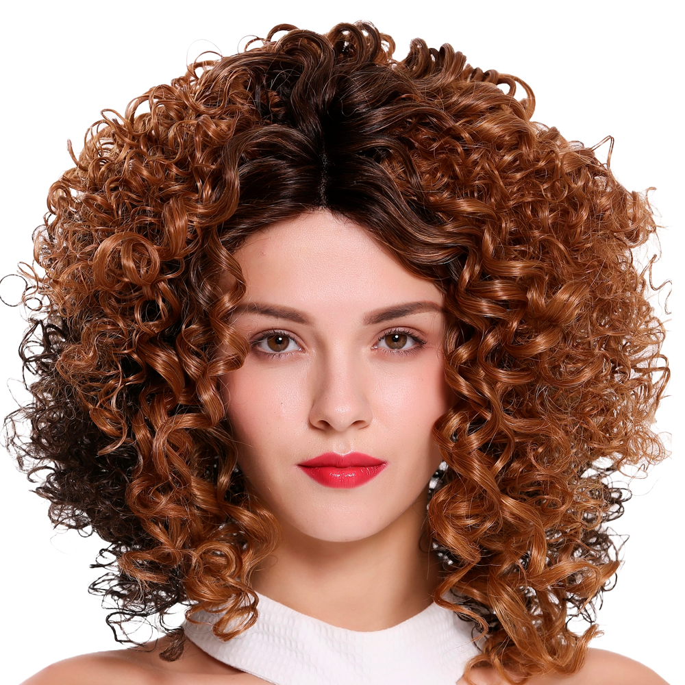 Kategoriebild für Afros & Big Hair Sehr volumniöse, lockige Damenperücke mit kupferbraunen Haaren
