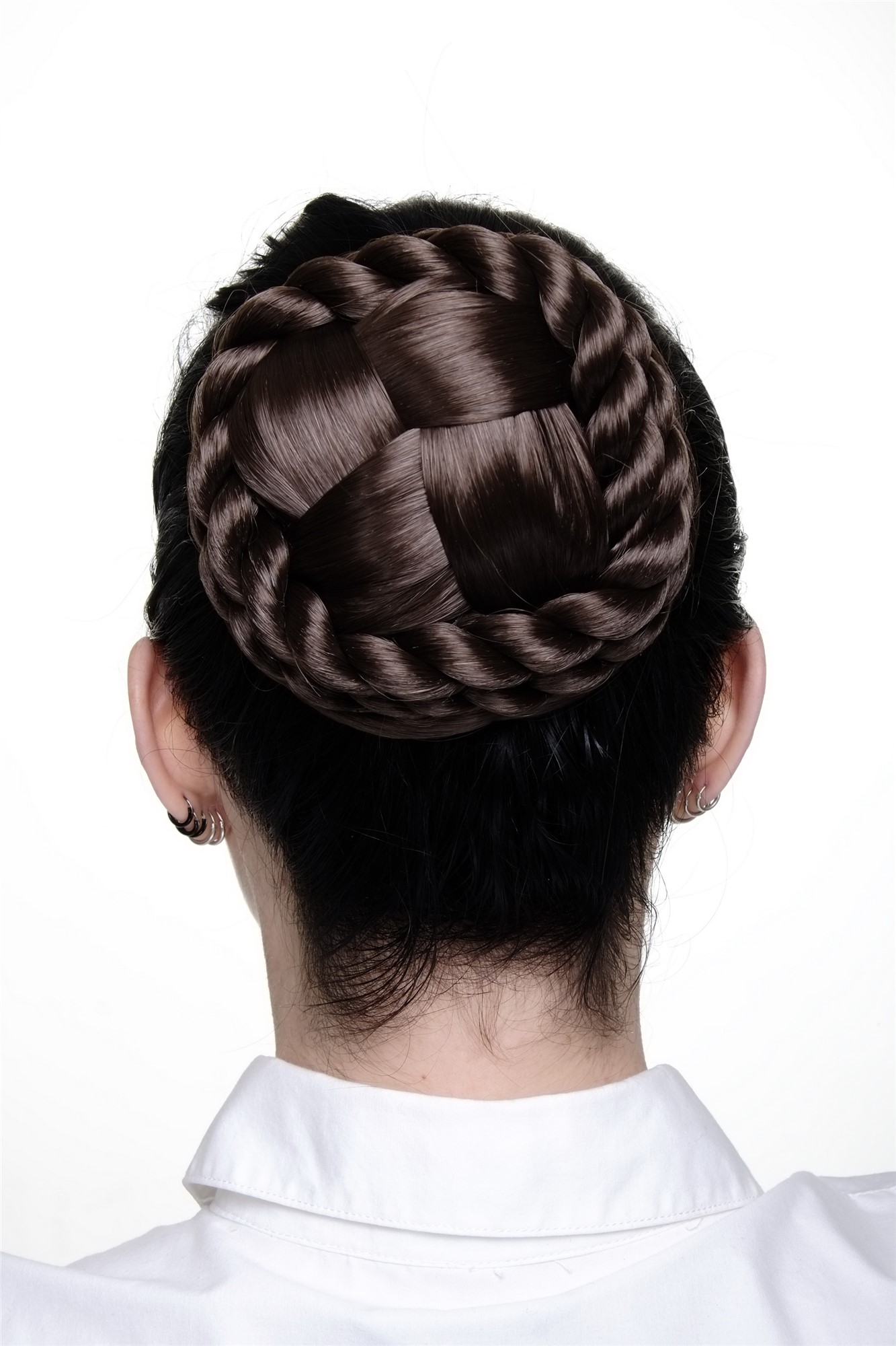 Hair Bun, light brown, Braided, short