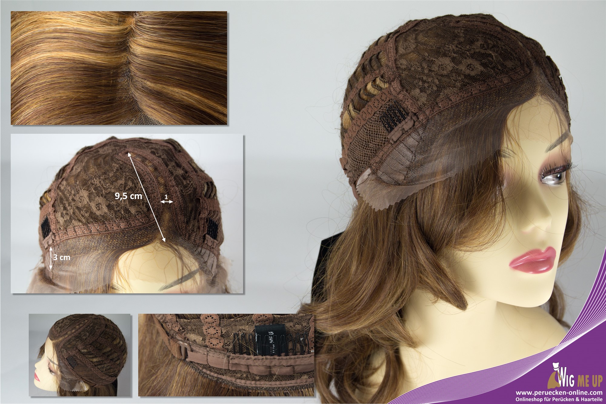 Lady wig lace front mono long voluminous parting wavy brown blonde mix DW2729-MF, view 5, WIG ME UP: Your Perücken Online Shop Quality Wigs, Ladies, Red blonde-golden blonde-fawn mix, wavy, shoulder-length
