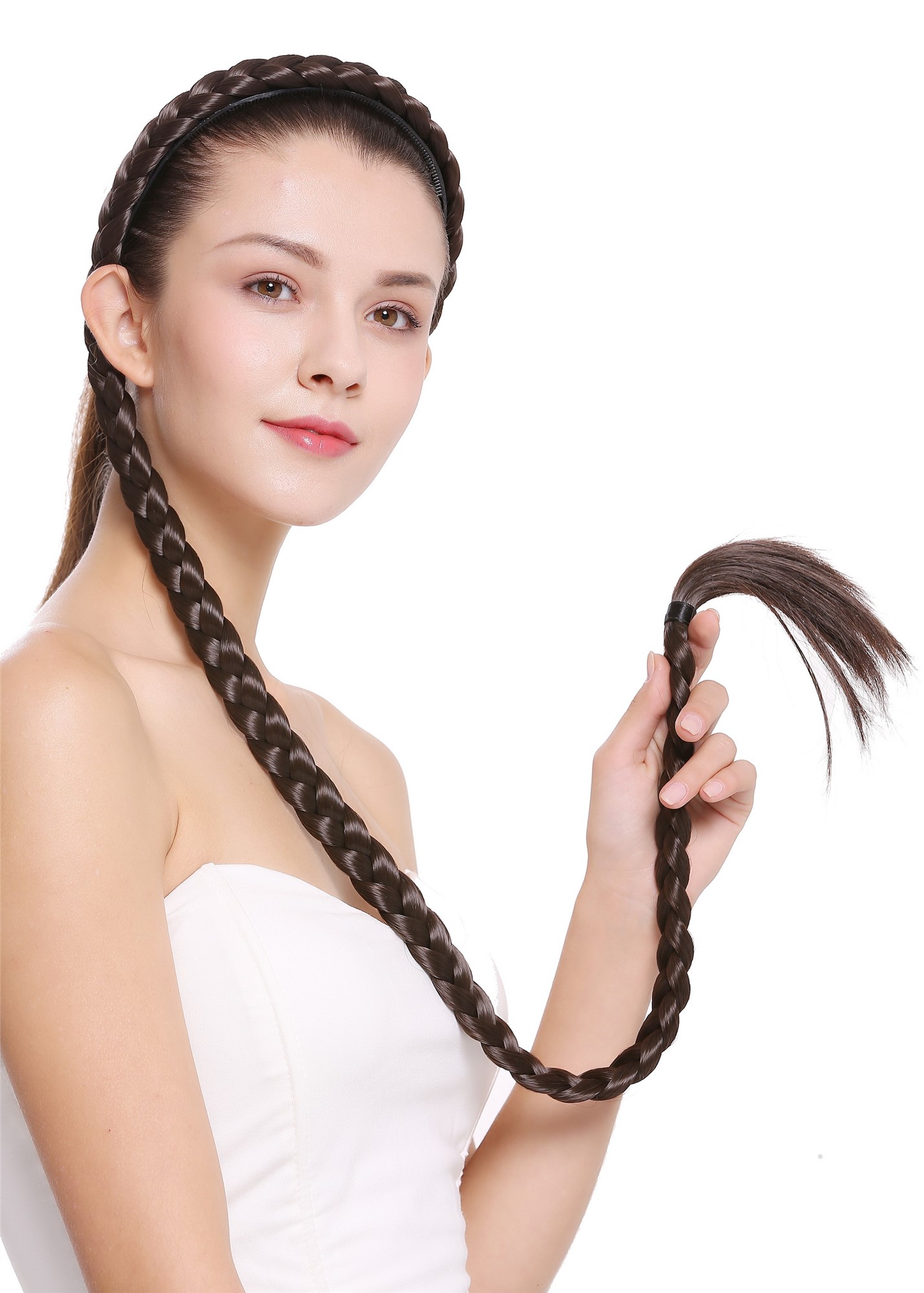 Hair Circlets, medium brown, Braided, very long