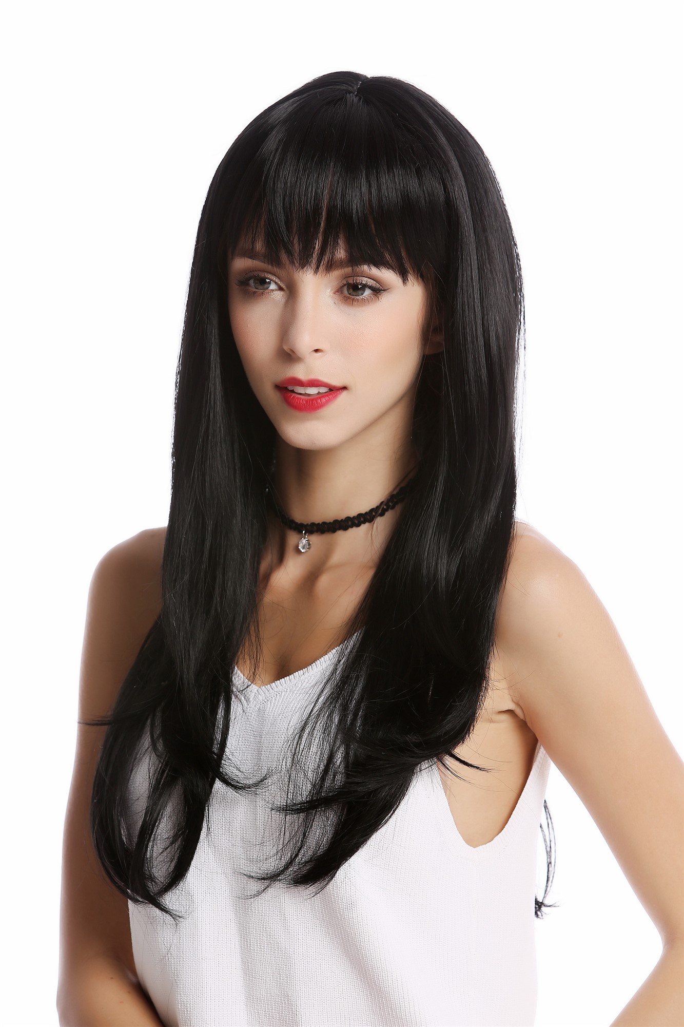 GF-W2274-1 Lady  Wig black long straight sexy bangs, view 2, WIG ME UP: Your Perücken Online Shop Quality Wigs, Ladies, Black, straight, long
