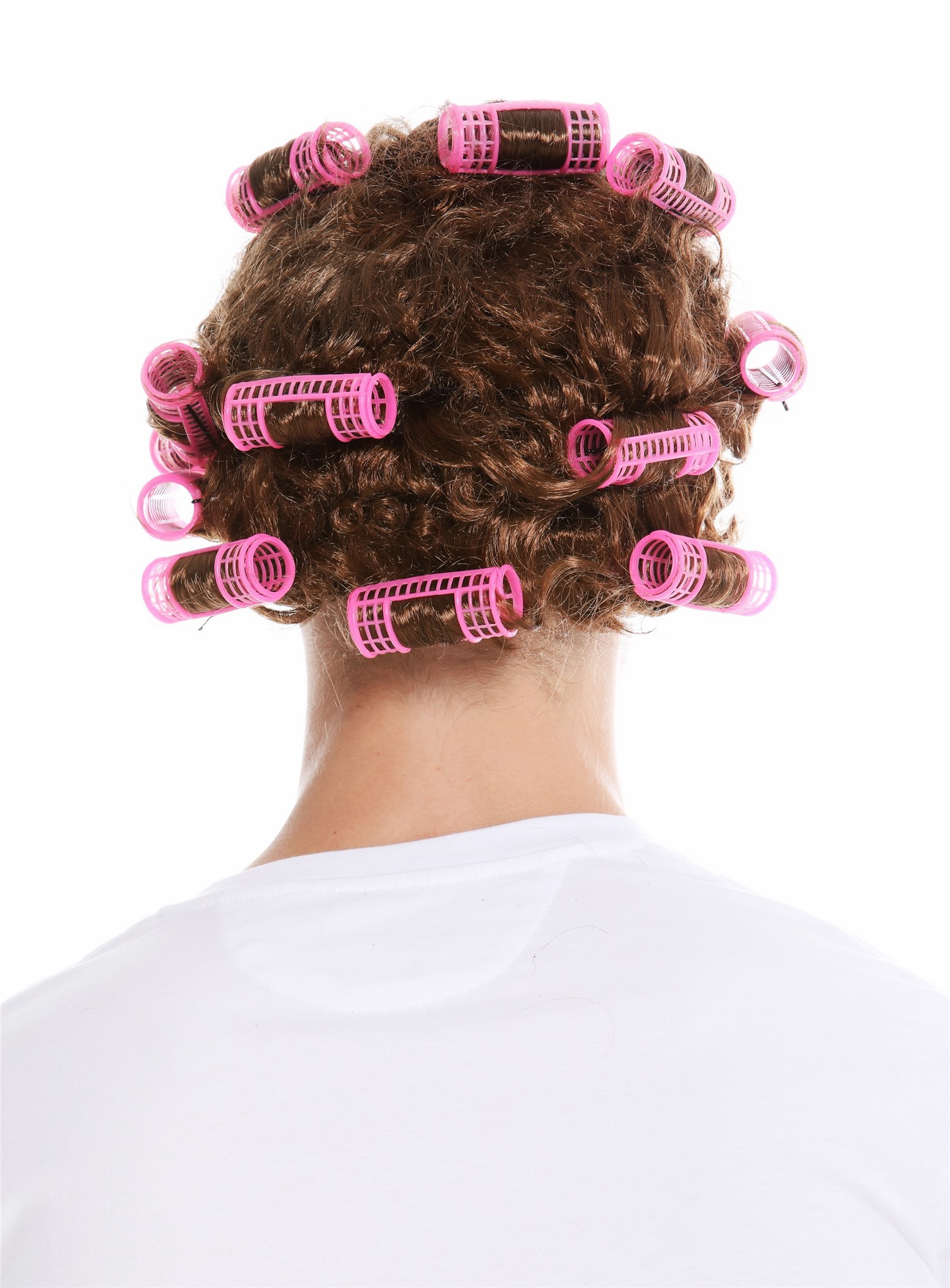 Women's party wig carnival Halloween housewife hair roller brown trashy 4204, view 8, WIG ME UP: Your Perücken Online Shop Party Wig, Ladies, golden brown, curled, short