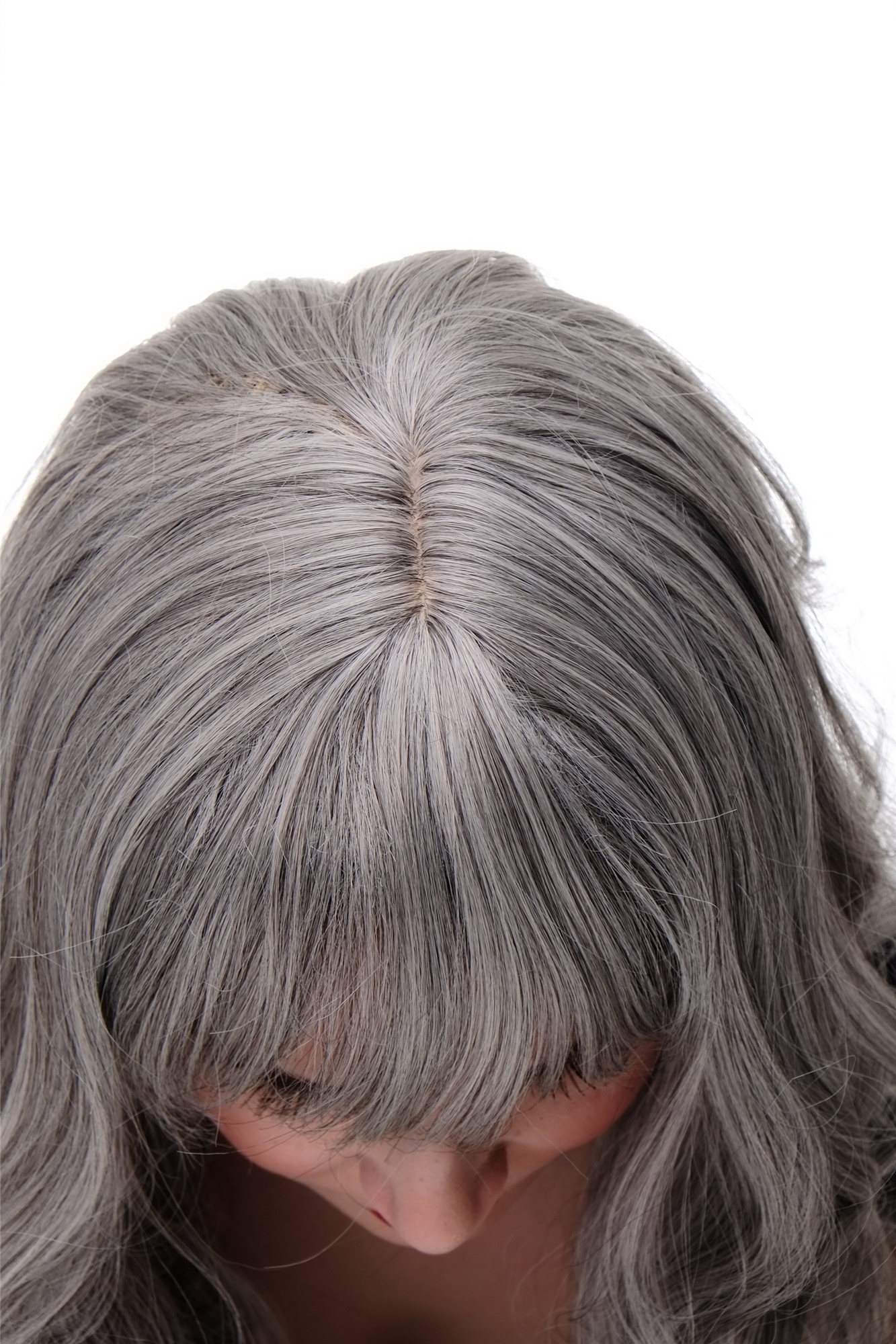 hochwertige Qualitätsperücken, Lange Damen Perücke mit großen kräftigen Locken Pony Grau Hellgrau-Mix 285-51, Ansicht 5, WIG ME UP: Ihr Perücken Online Shop lockige Tressen-Perücke mit Kopfhaut-Imitat Grau lange Haare für Damen