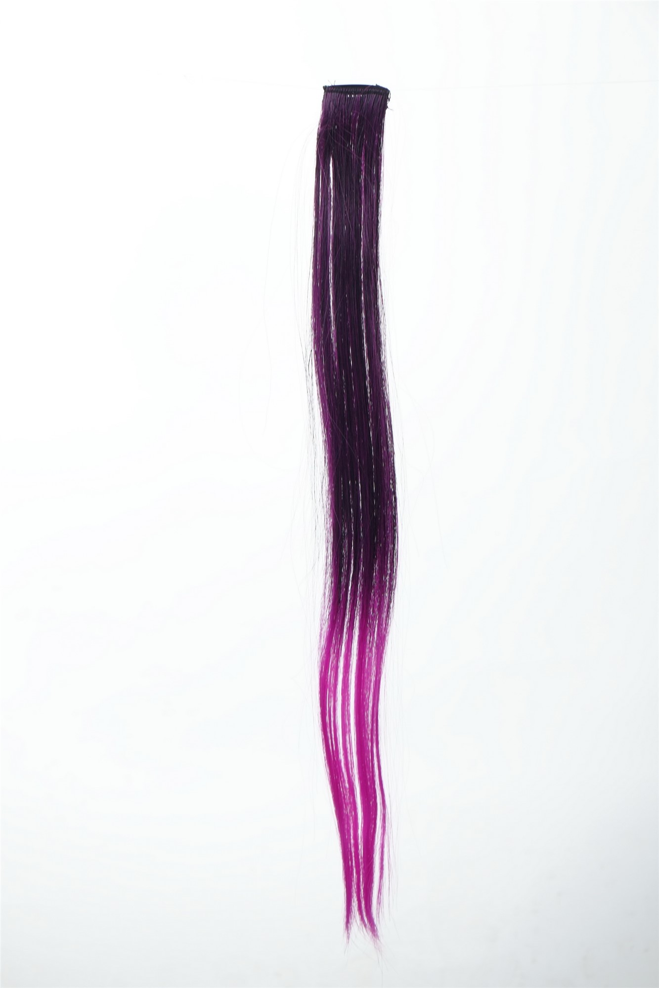 1 Clip-In Extension Strähne glatt 45 cm Ombre Lila YZF-P1S18P-1BTTF2405, Vorderansicht, WIG ME UP: Ihr Perücken Online Shop glatte Extensions Samtschwarz-Neonviolett-Mix 45 cm lang