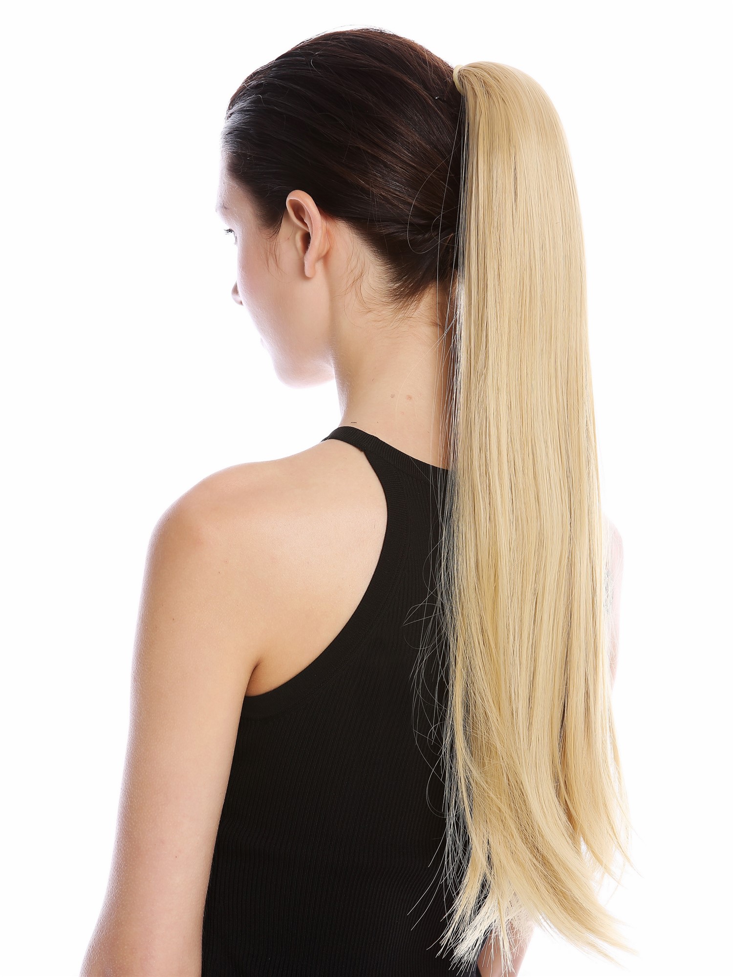 hochwertiges Haarteil Zopf Steckkamm + Band Lang Glatt Goldblond YZF-1094S-86, Vorderansicht, WIG ME UP: Ihr Perücken Online Shop glattes Zopf-Haarteil Honigblond 65 cm lang