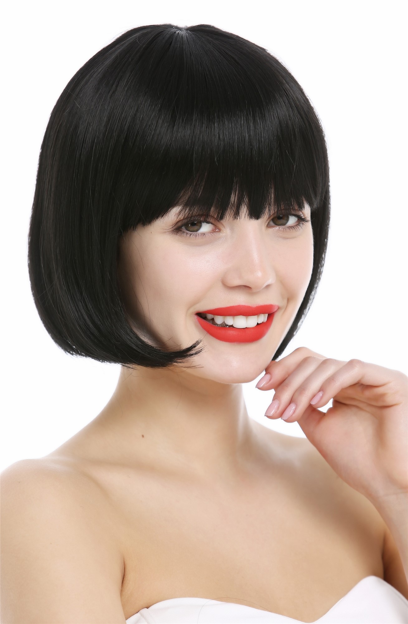 Short Lady women Wig classy classic Bob style straight bangs sleek black VK-4, view 5, WIG ME UP: Your Perücken Online Shop Quality Wigs, Ladies, velvet black, straight, short