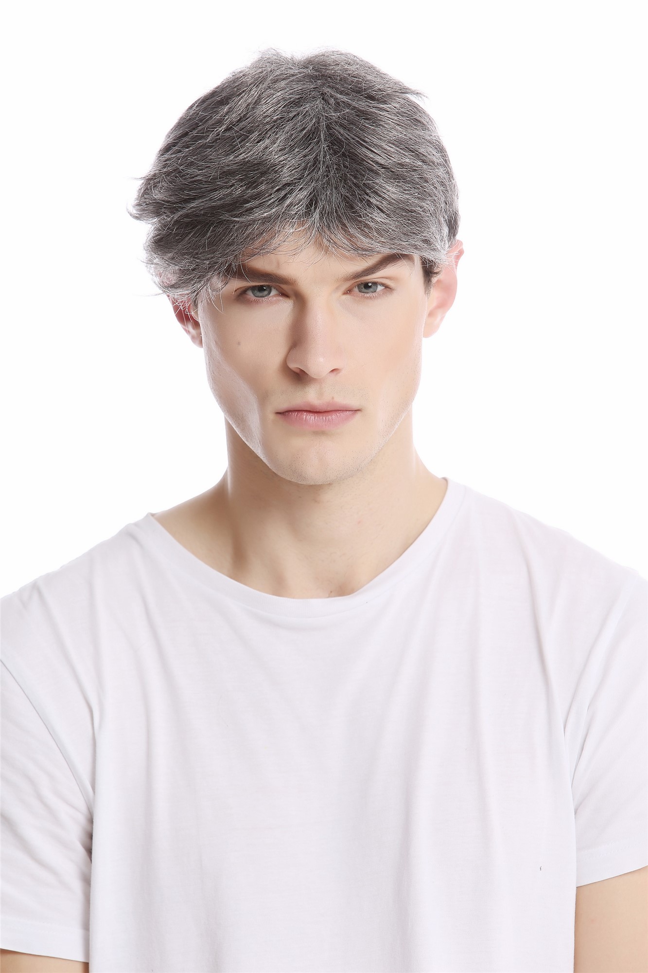 Quality Wigs, Men, dark brown-gray mix, straight, short