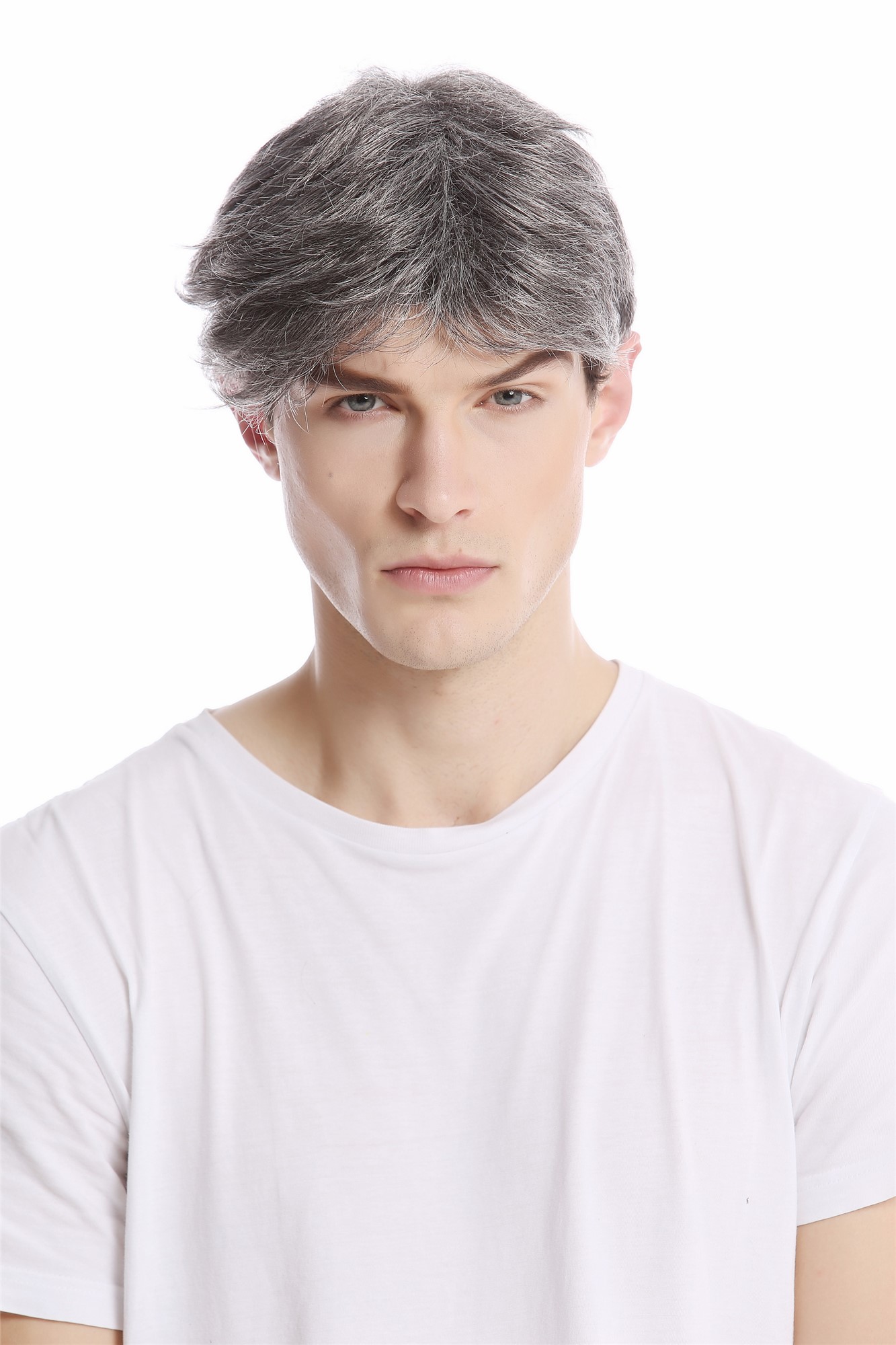 GFW1168-44 Men Gents Wig short casual youthful modern look dark grey gray, view 2, WIG ME UP: Your Perücken Online Shop Quality Wigs, Men, dark brown-gray mix, straight, short