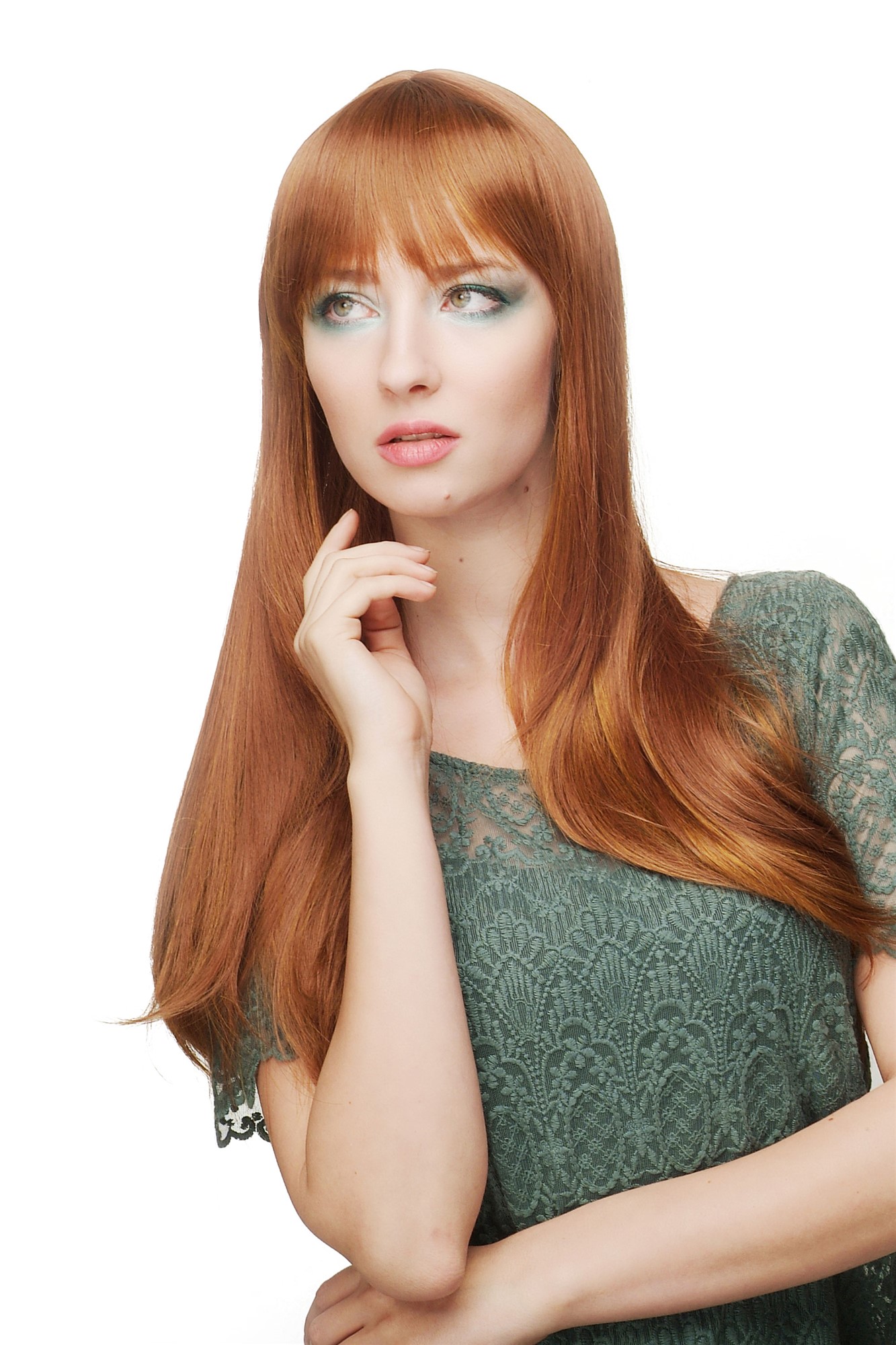 Quality Wigs, Ladies, reddish brown and dark golden blonde, straight, long