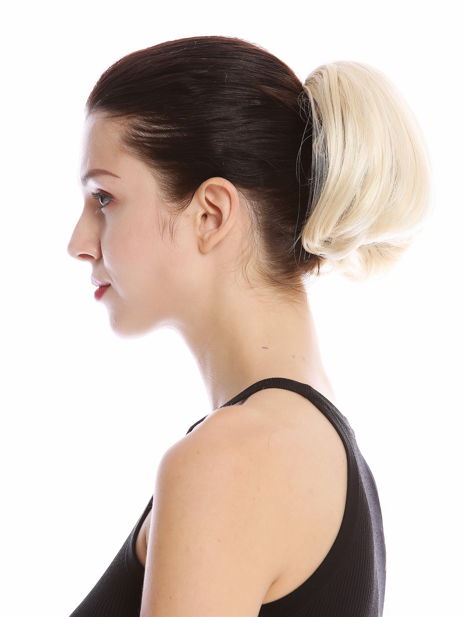Ponytail Hairpiece short straight voluminous like hair bun platinum blond 909AB, front view, WIG ME UP: Your Perücken Online Shop Ponytails, platinum blonde, curled, short