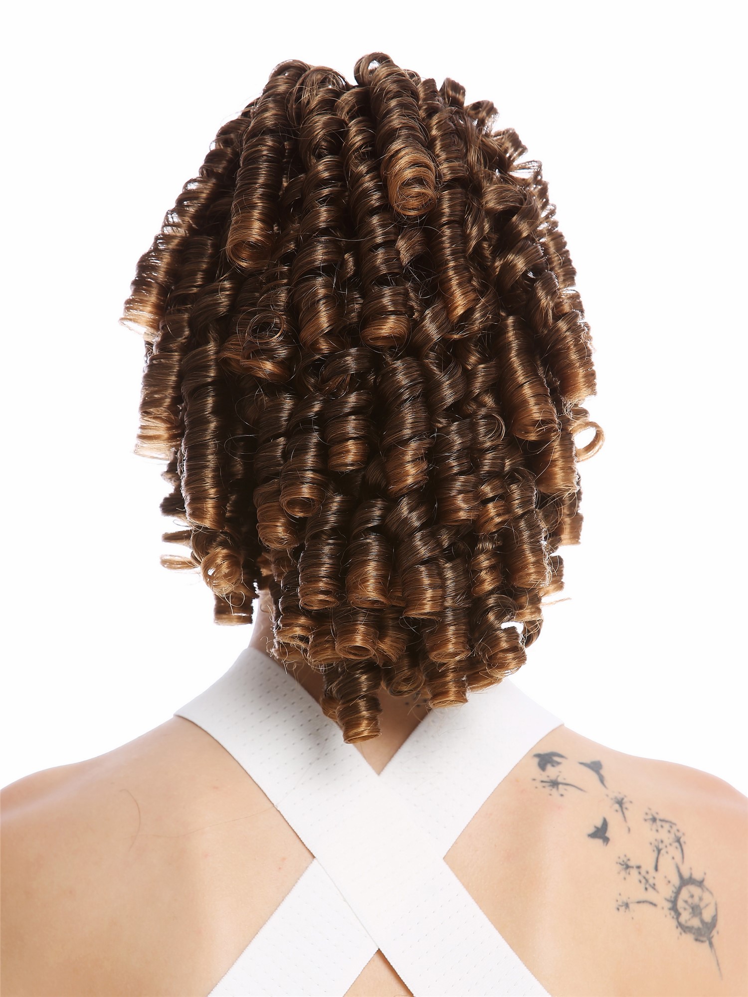 hochwertiger Zopf Pferdeschwanz Korkenzieher-Locken lockig Braun Blond Gesträhnt N900A+2-V-4T27, Ansicht 2, WIG ME UP: Ihr Perücken Online Shop glattes Zopf-Haarteil Braun-Blond-Mix 30 cm lang