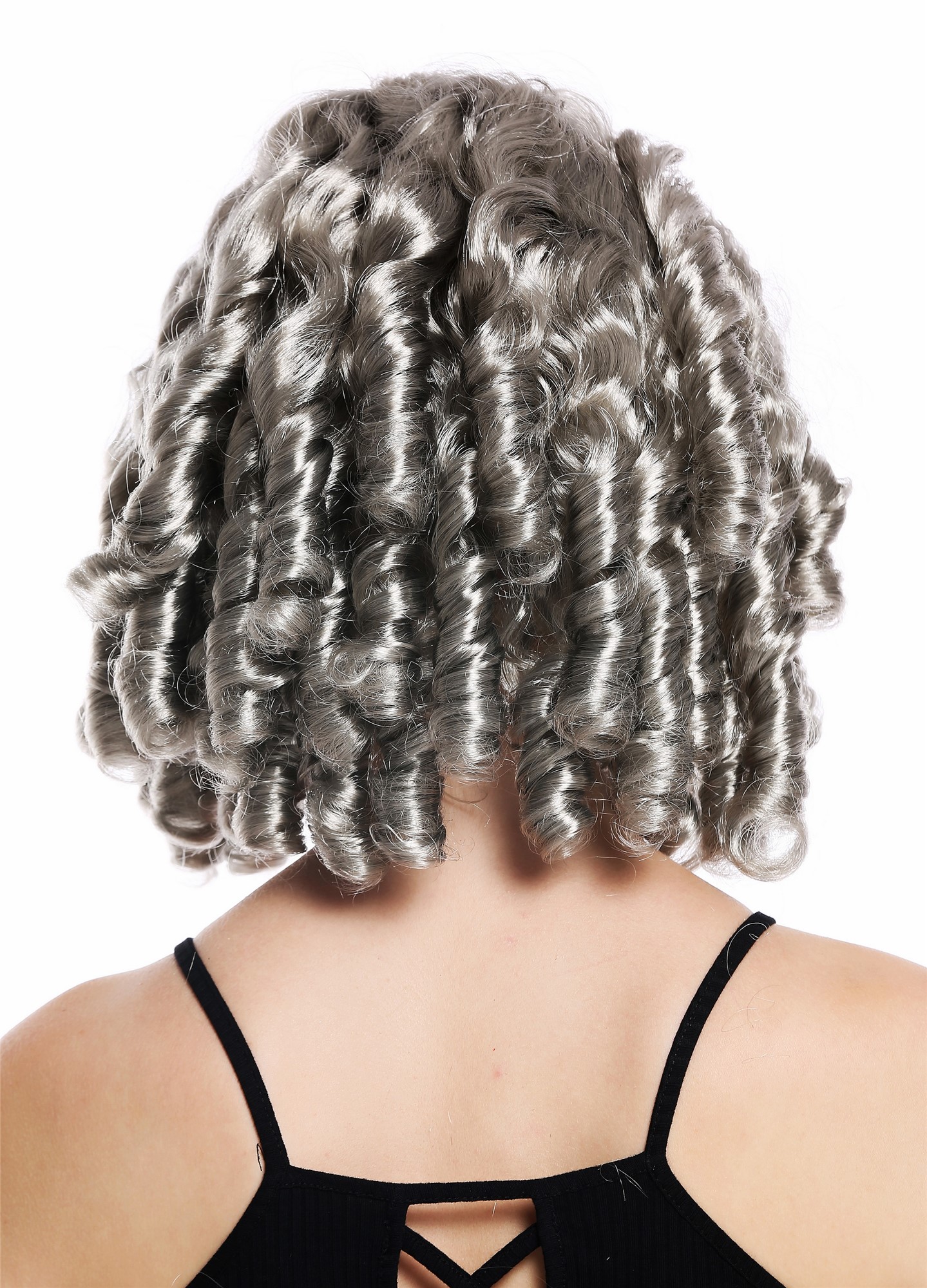 Women's party wig baroque Gothic Lolita cosplay corkscrew curls grey gray 91308, view 4, WIG ME UP: Your Perücken Online Shop Party Wig, Ladies, silver gray, curled, shoulder-length