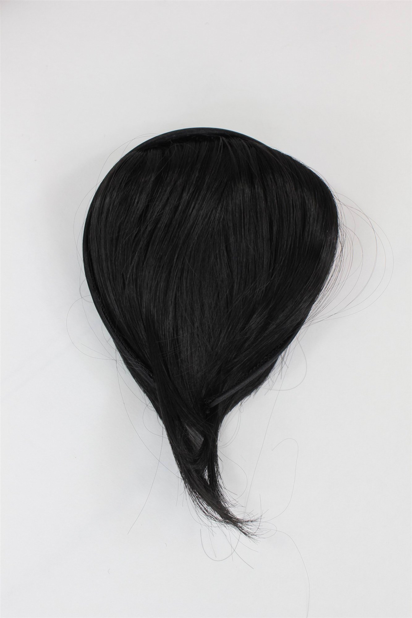 Hair Piece Clip in Bangs Fringe with hair circlet long framing strands HIGH  synthetic BLACK, view 3, WIG ME UP: Your Perücken Online Shop Clip-In Bang, velvet black, straight, short