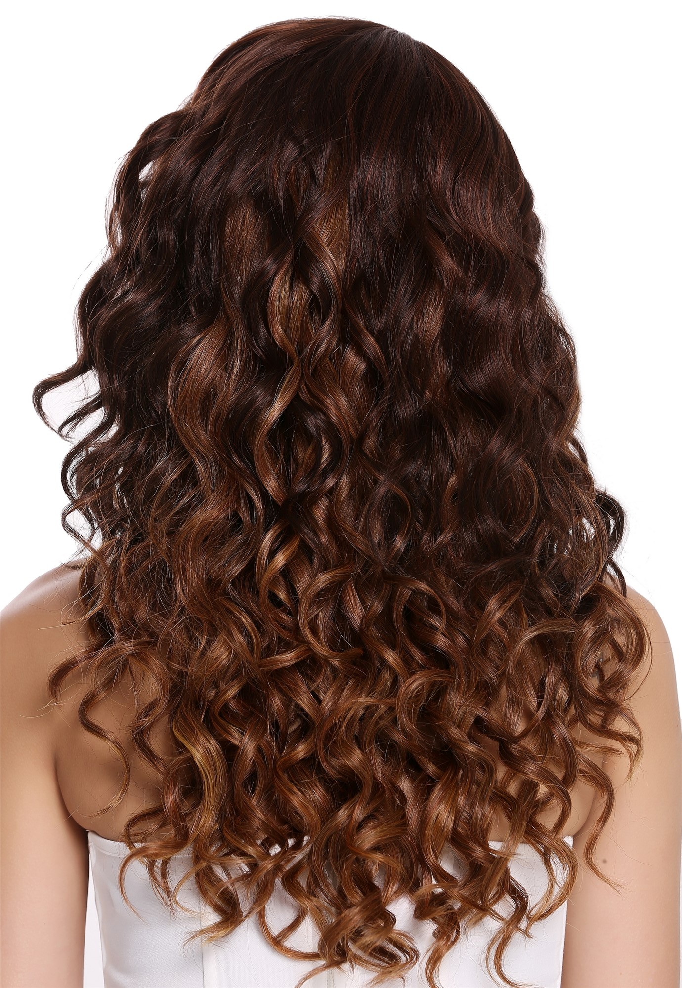 hochwertige Qualitätsperücken, Perücke Locken Volumen Lang Scheitel Ombre Braun Mahagoni Blond RGF-6467C-DXR4/33/27, Ansicht 4, WIG ME UP: Ihr Perücken Online Shop lockige Tressen-Perücke mit Kopfhaut-Imitat Braun-Mahagoni-Blond lange Haare für Damen