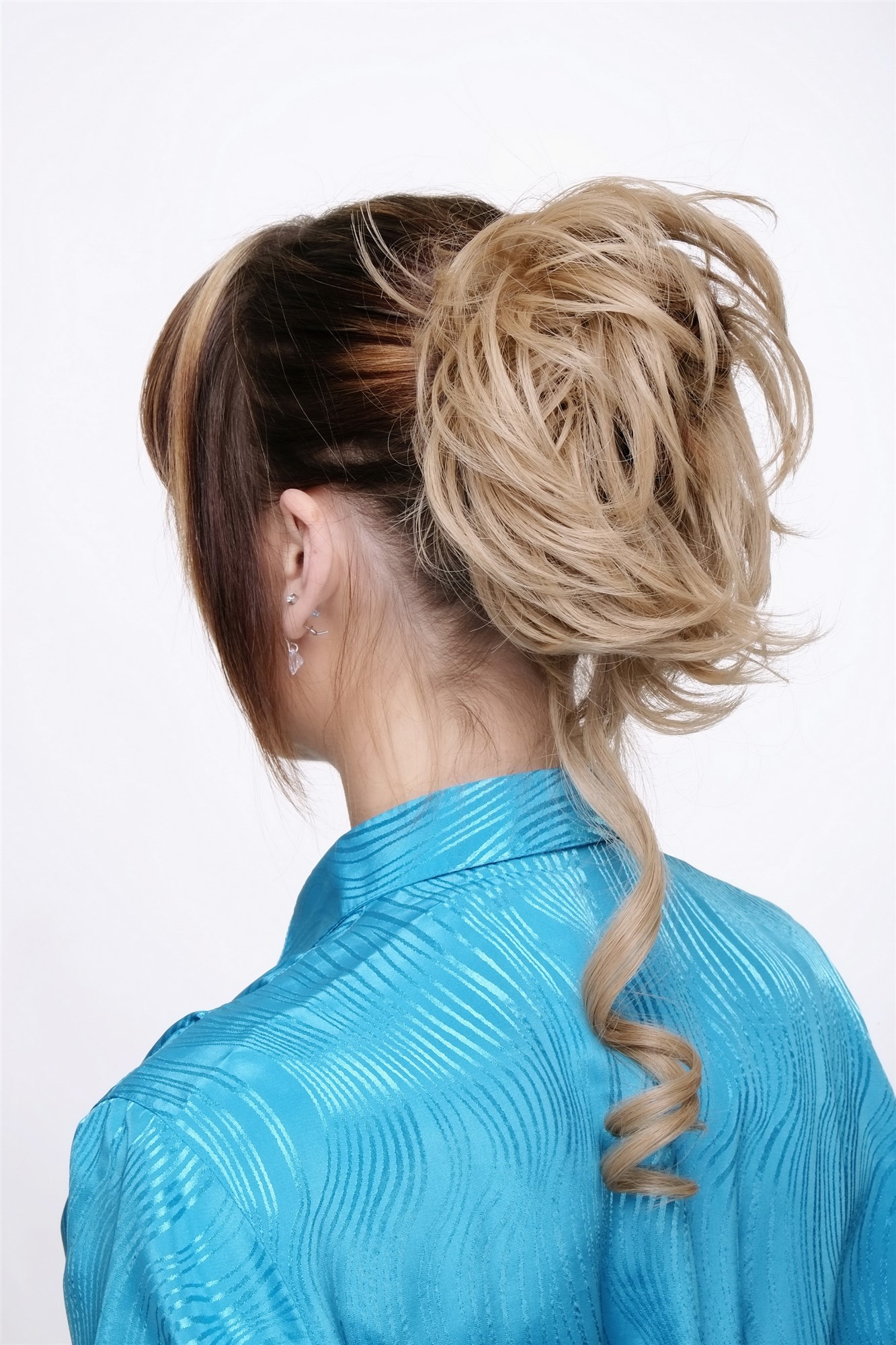 Hair Piece baroque voluminous wild curled scrunchy comb dark blonde YZF-3072HT, view 2, WIG ME UP: Your Perücken Online Shop Ponytails, Blonde, curled, shoulder-length
